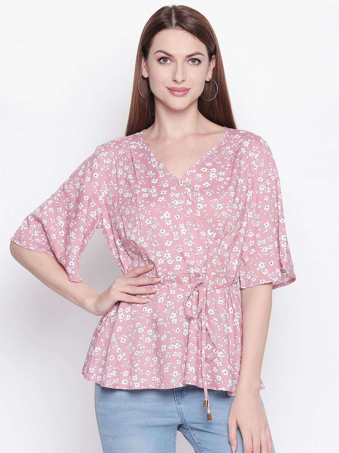 

Honey by Pantaloons Women Pink Floral Printed A-Line Top