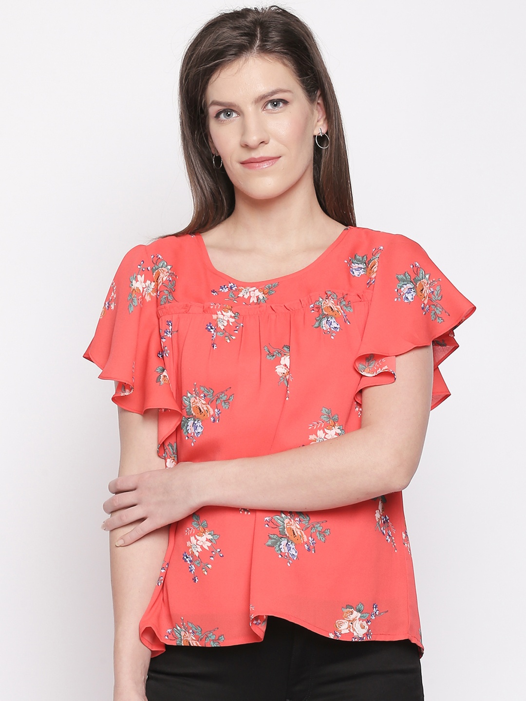 

Honey by Pantaloons Women Peach-Coloured Printed Top