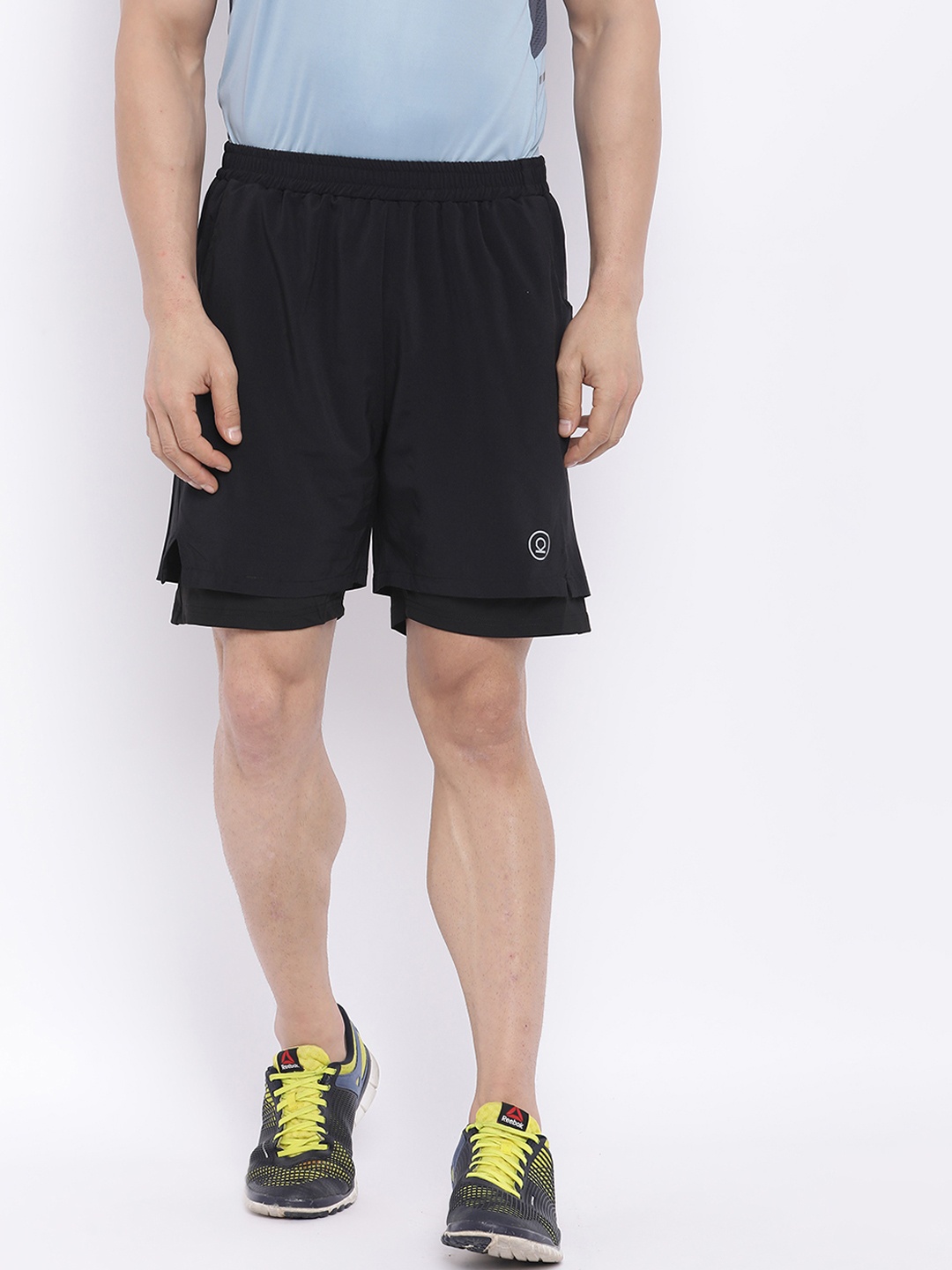 

CHKOKKO Men Black Solid Regular Fit Sports Shorts