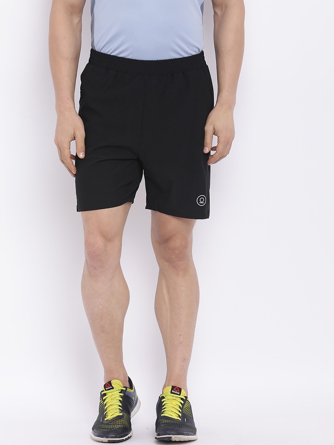 

CHKOKKO Men Black Solid Regular Fit Sports Shorts