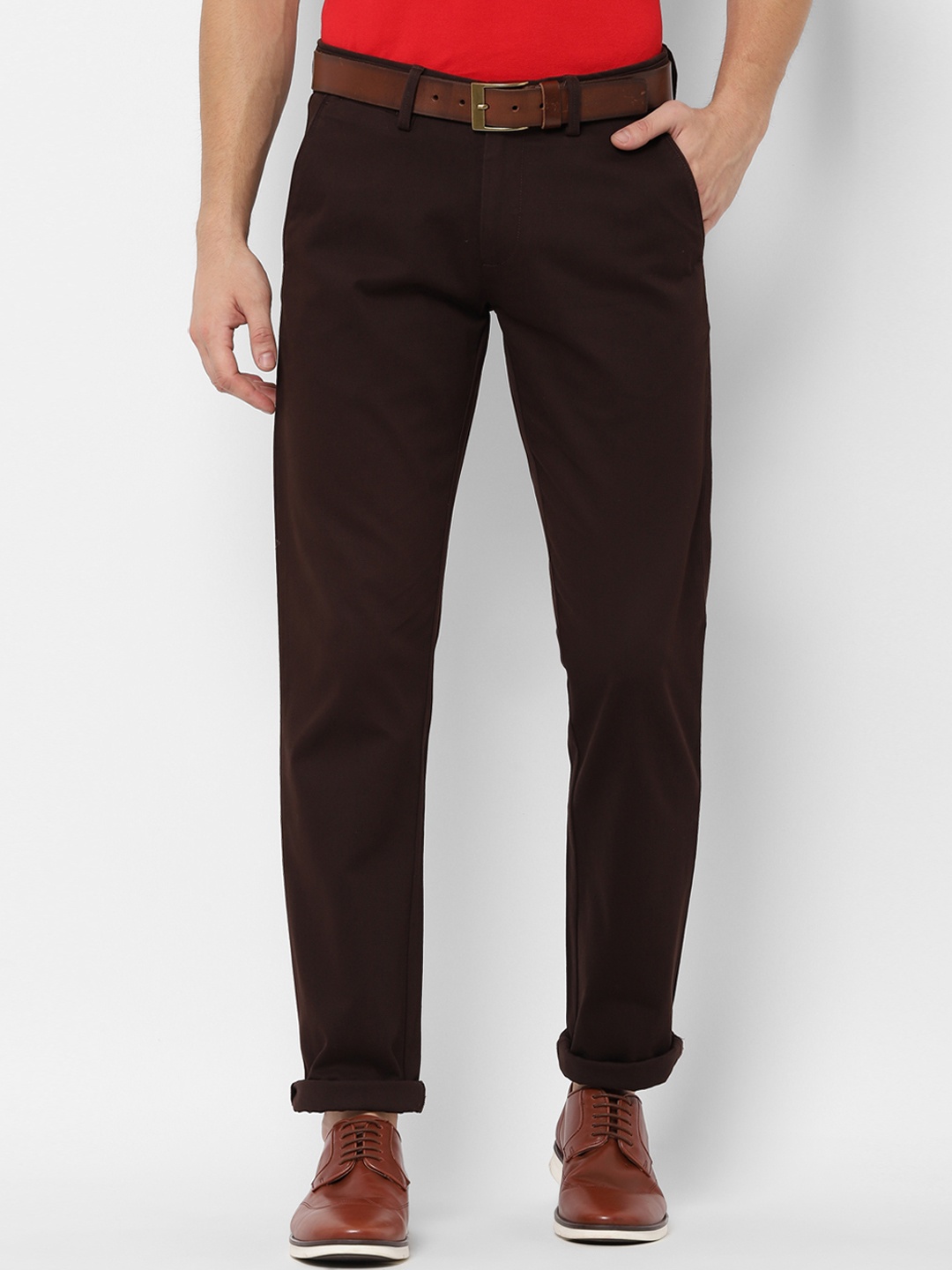 

Allen Solly Men Brown Slim Fit Solid Regular Trousers