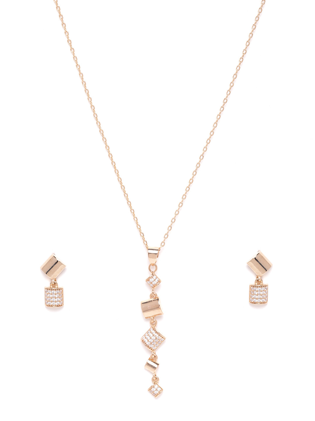 

JEWELS GEHNA Rose Gold-Plated Handcrafted AD Stone-Studded Jewellery Set