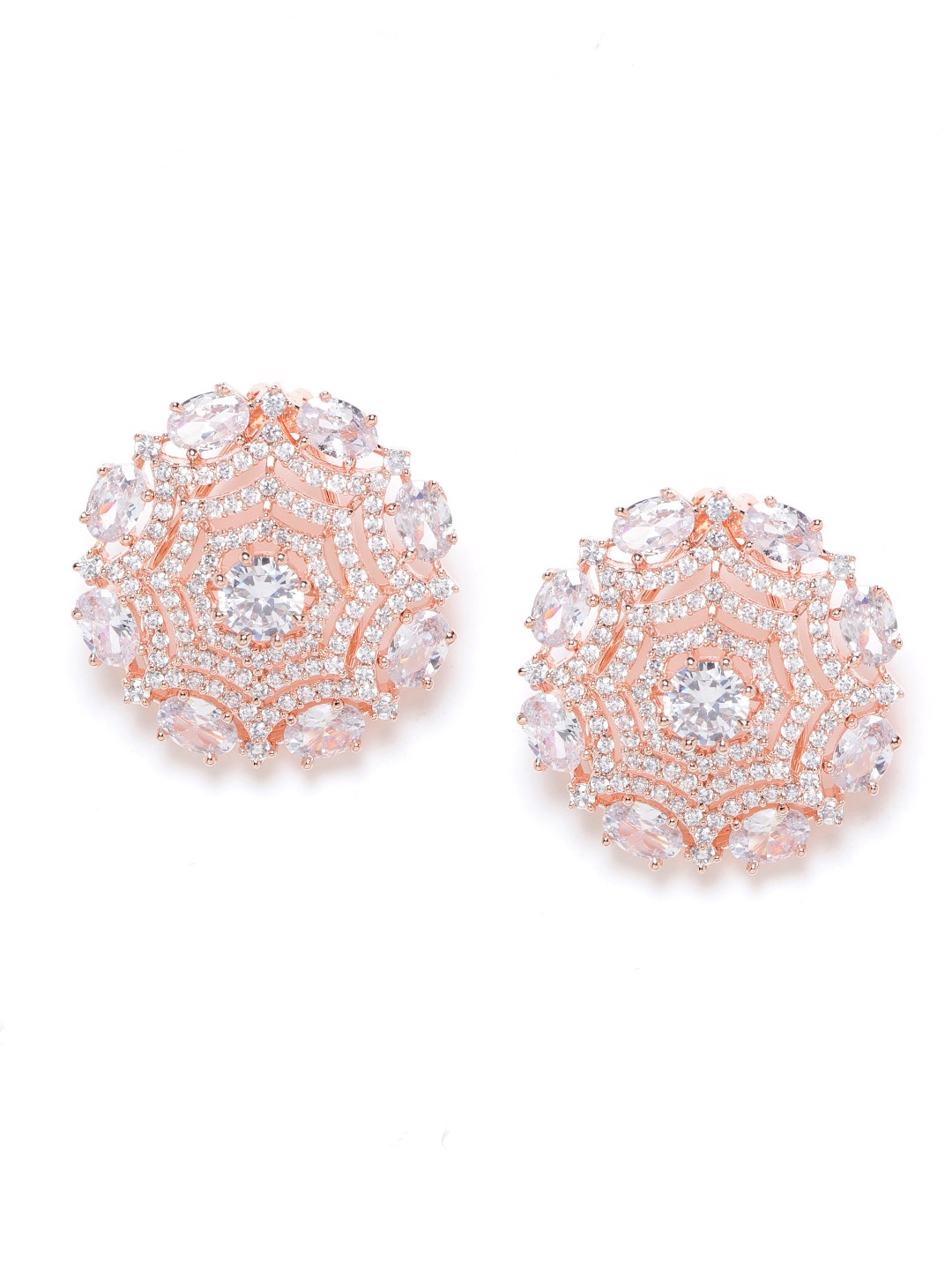 

JEWELS GEHNA Rose Gold-Plated AD Studded Handcrafted Circular Studs