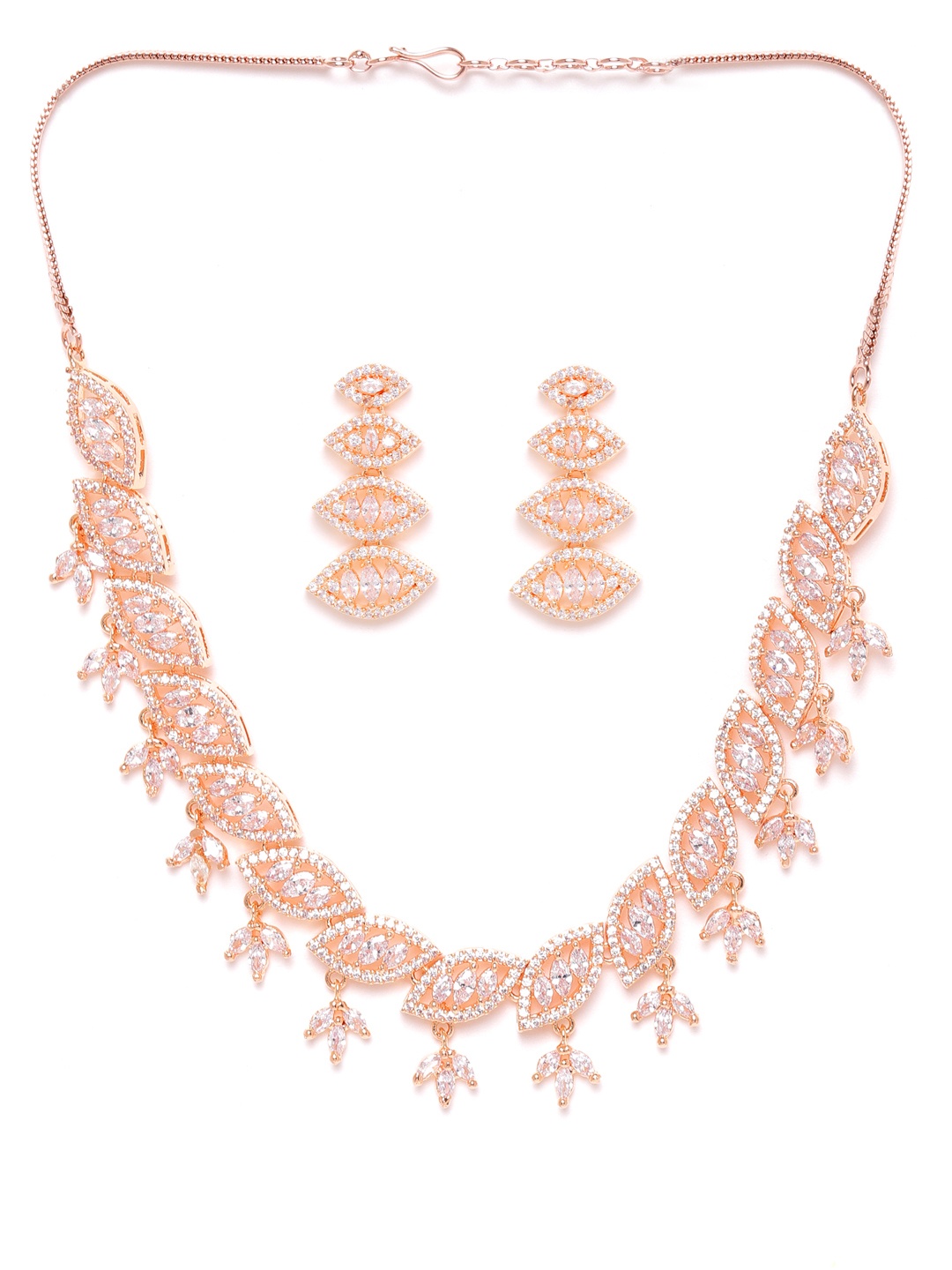 

JEWELS GEHNA Rose Gold-Plated AD-Studded Handcrafted Jewellery Set