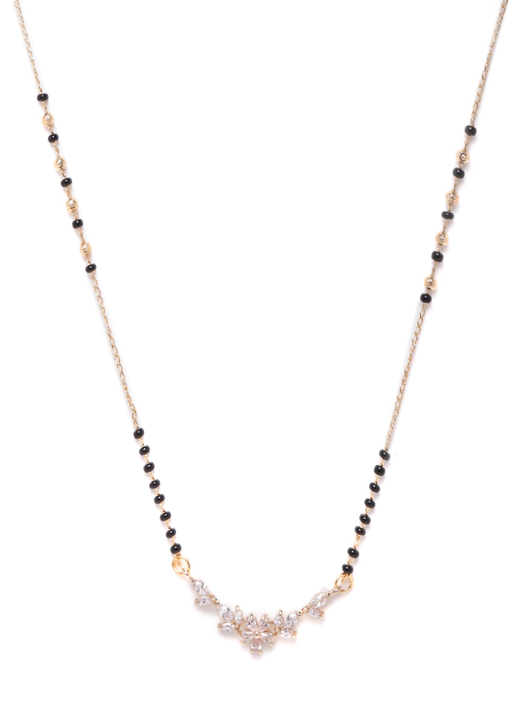 

JEWELS GEHNA Black Gold-Plated Beaded & AD-Studded Mangalsutra