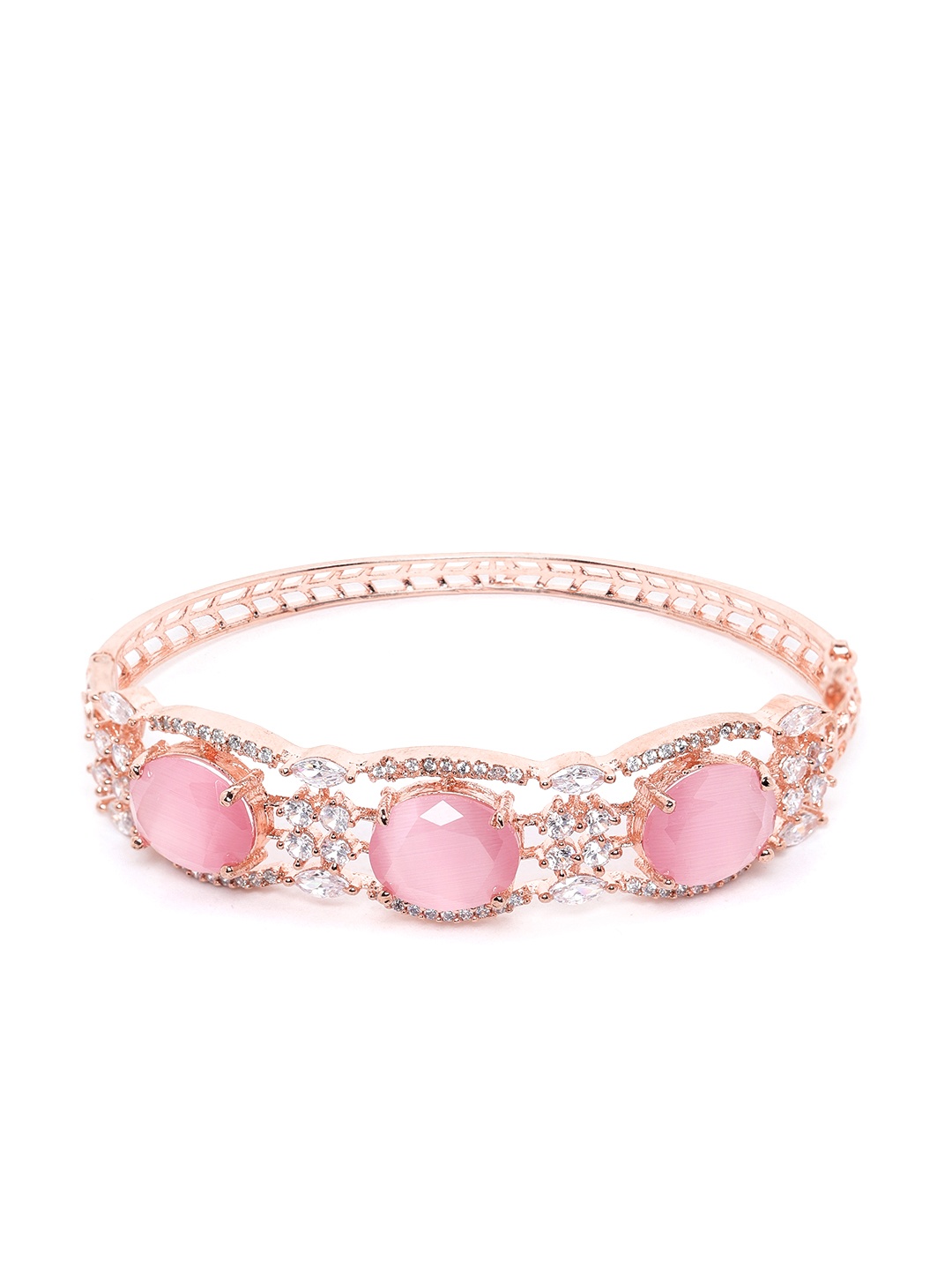 

JEWELS GEHNA Pink Rose Gold-Plated AD-Studded Handcrafted Bangle-Style Bracelet