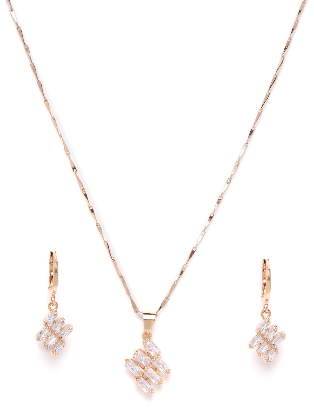 

JEWELS GEHNA Rose Gold-Plated Handcrafted AD Stone-Studded Jewellery Set