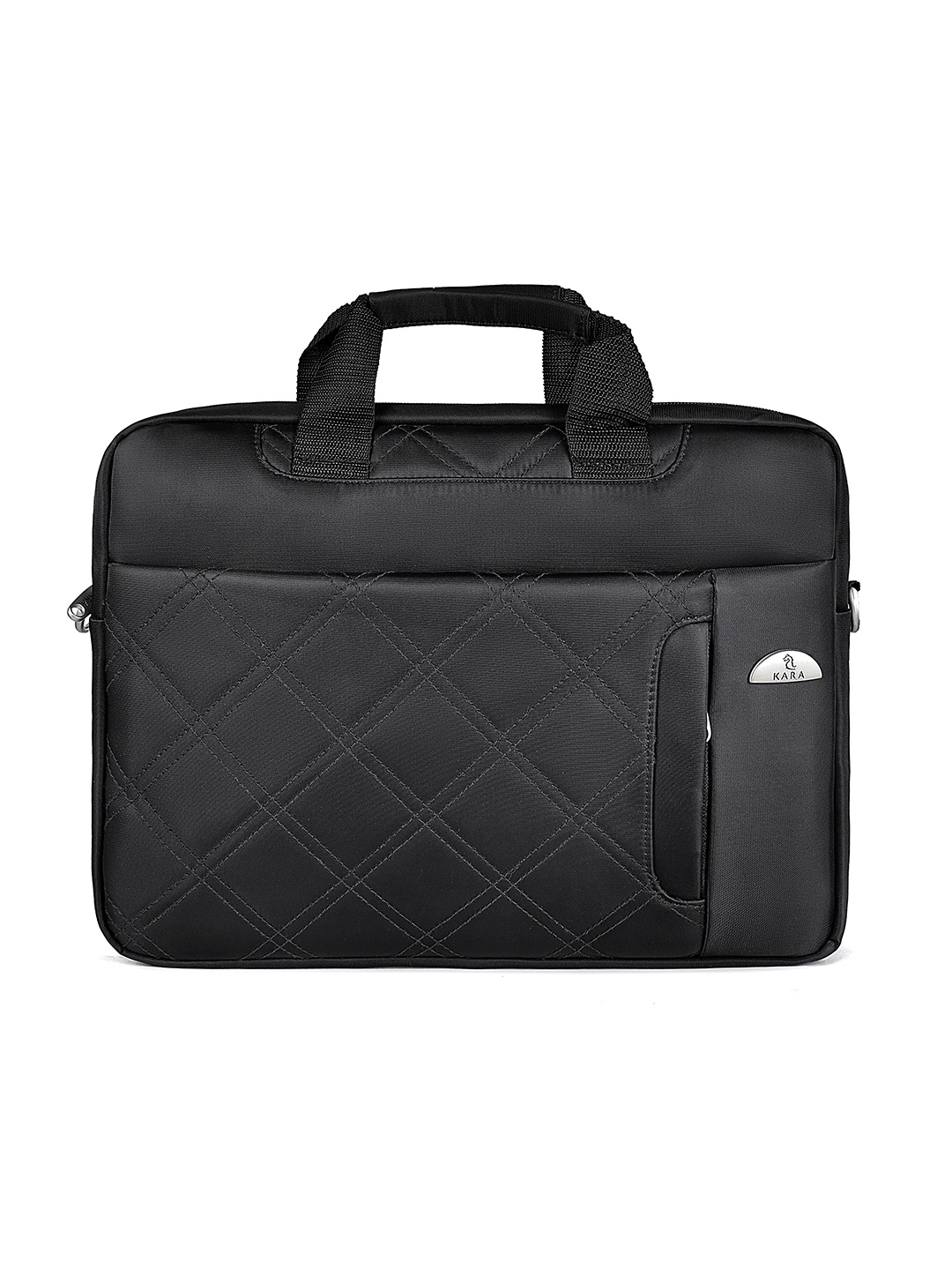 

Kara Men Black Solid Quilted Laptop Bag