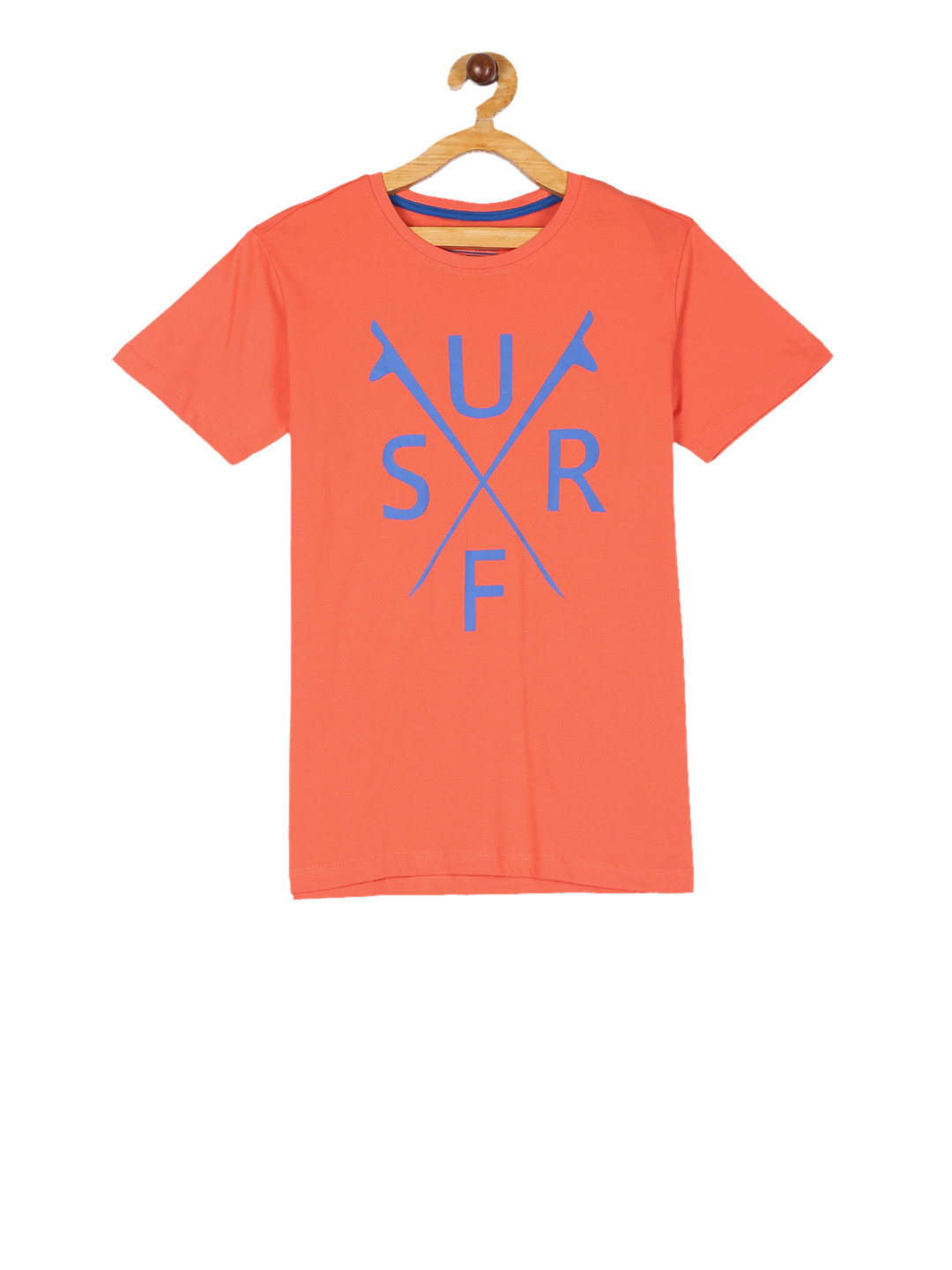 

Flying Machine Boys Orange Printed Round Neck T-shirt