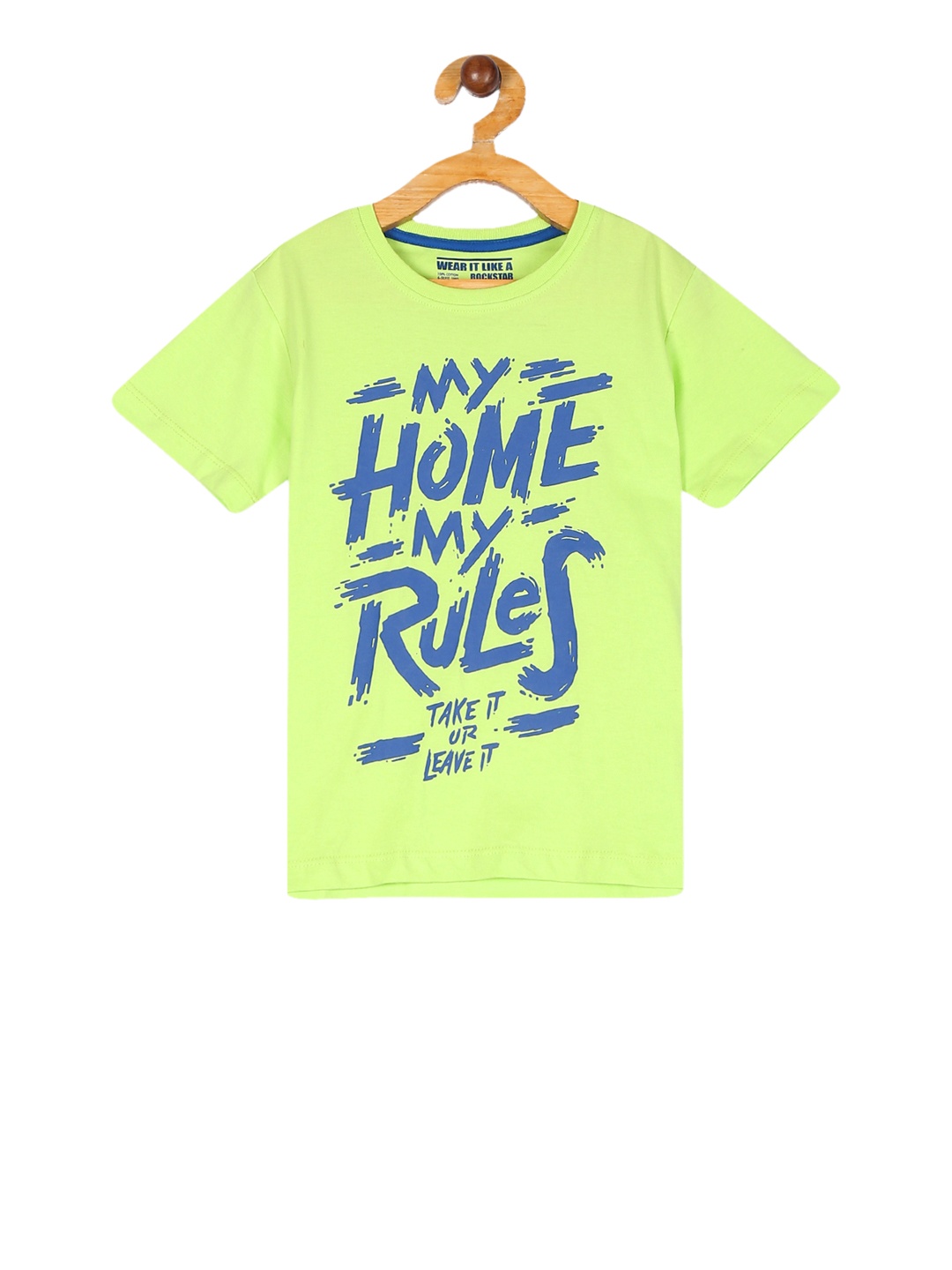 

Flying Machine Boys Fluorescent Green Printed Round Neck Pure Cotton T-shirt