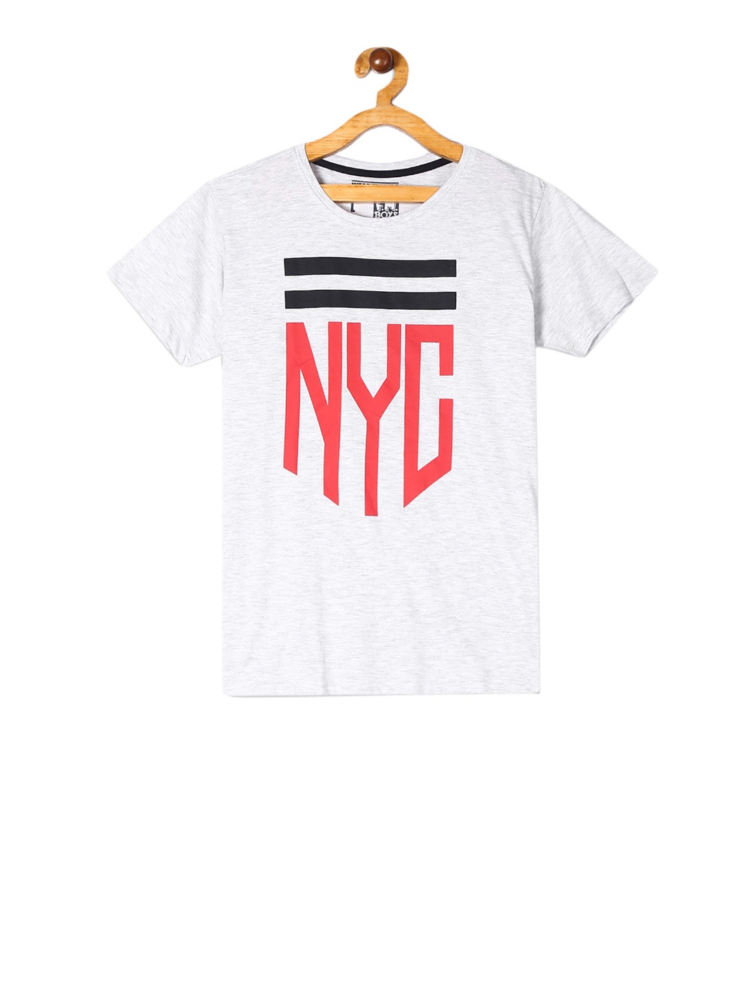 

Flying Machine Boys Grey Printed Round Neck T-shirt