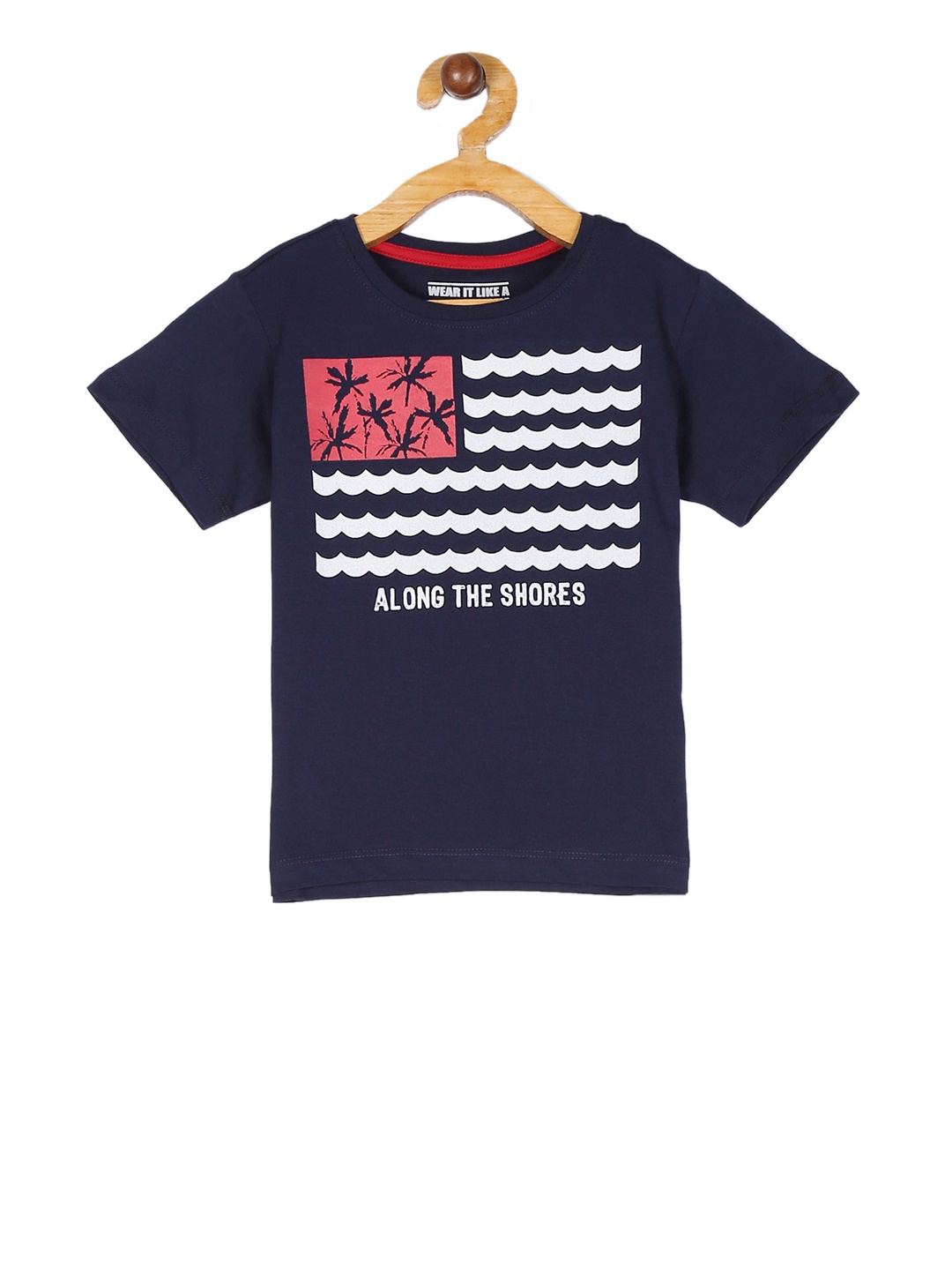 

Flying Machine Boys Navy Blue & White Striped Round Neck T-shirt