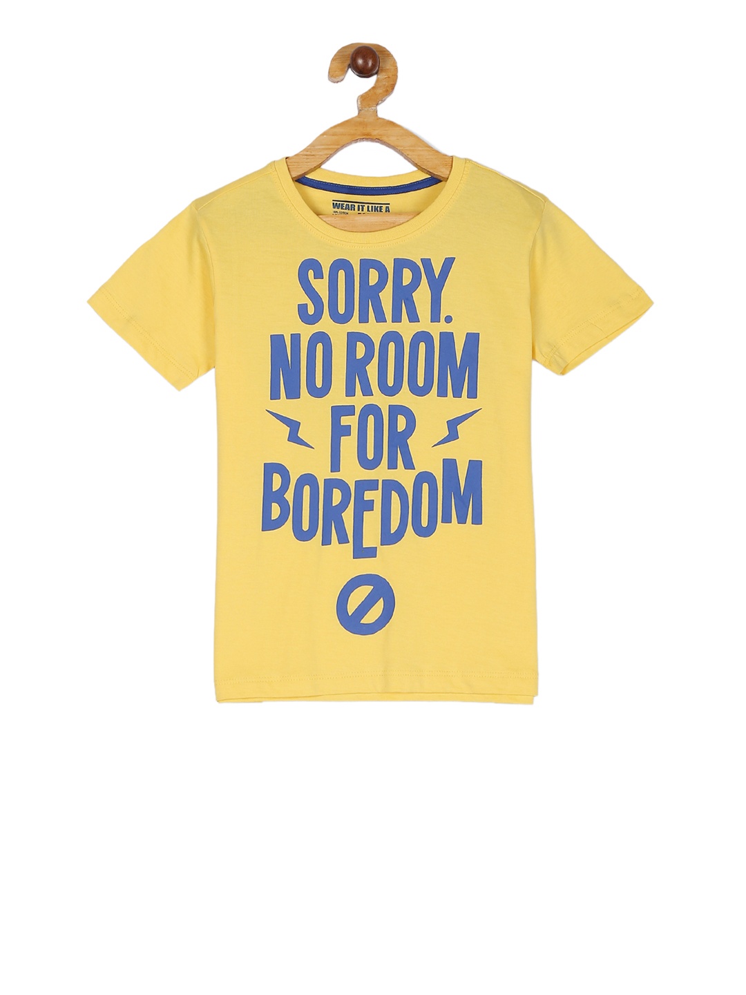 

Flying Machine Boys Yellow Printed Round Neck Pure Cotton T-shirt