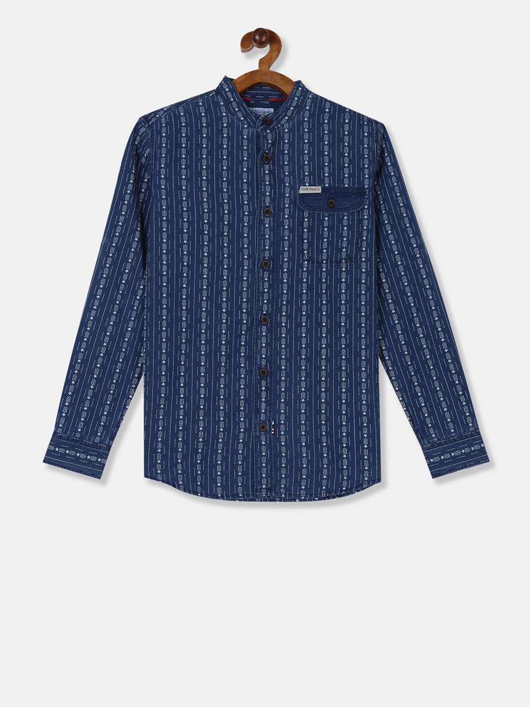 

U.S. Polo Assn. Kids Boys Navy Blue Regular Fit Printed Casual Shirt