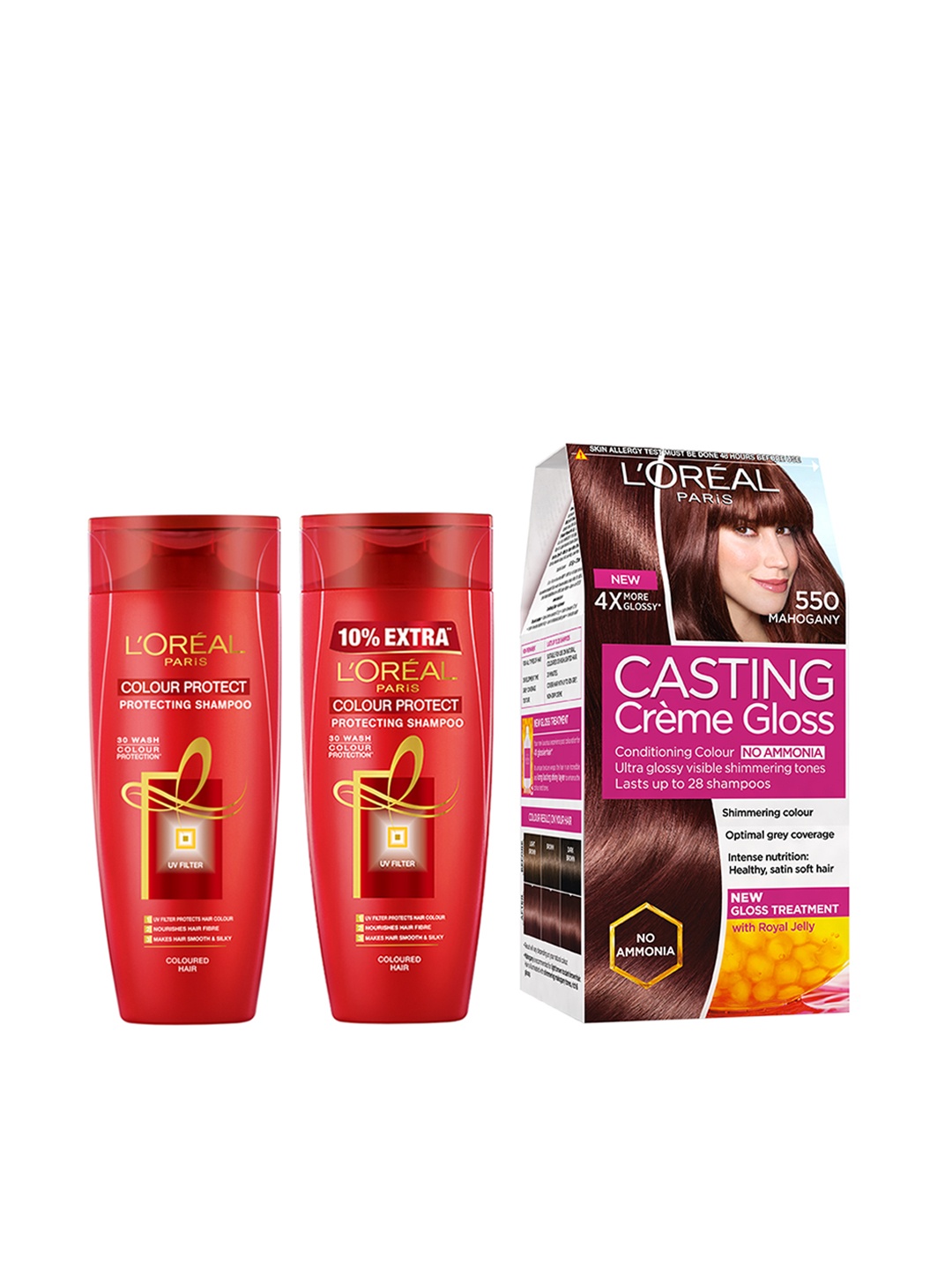 

L'Oreal Paris Pack of 2 Colour Protect Shampoo & Casting Creme Gloss Hair Color Mahogany, Brown