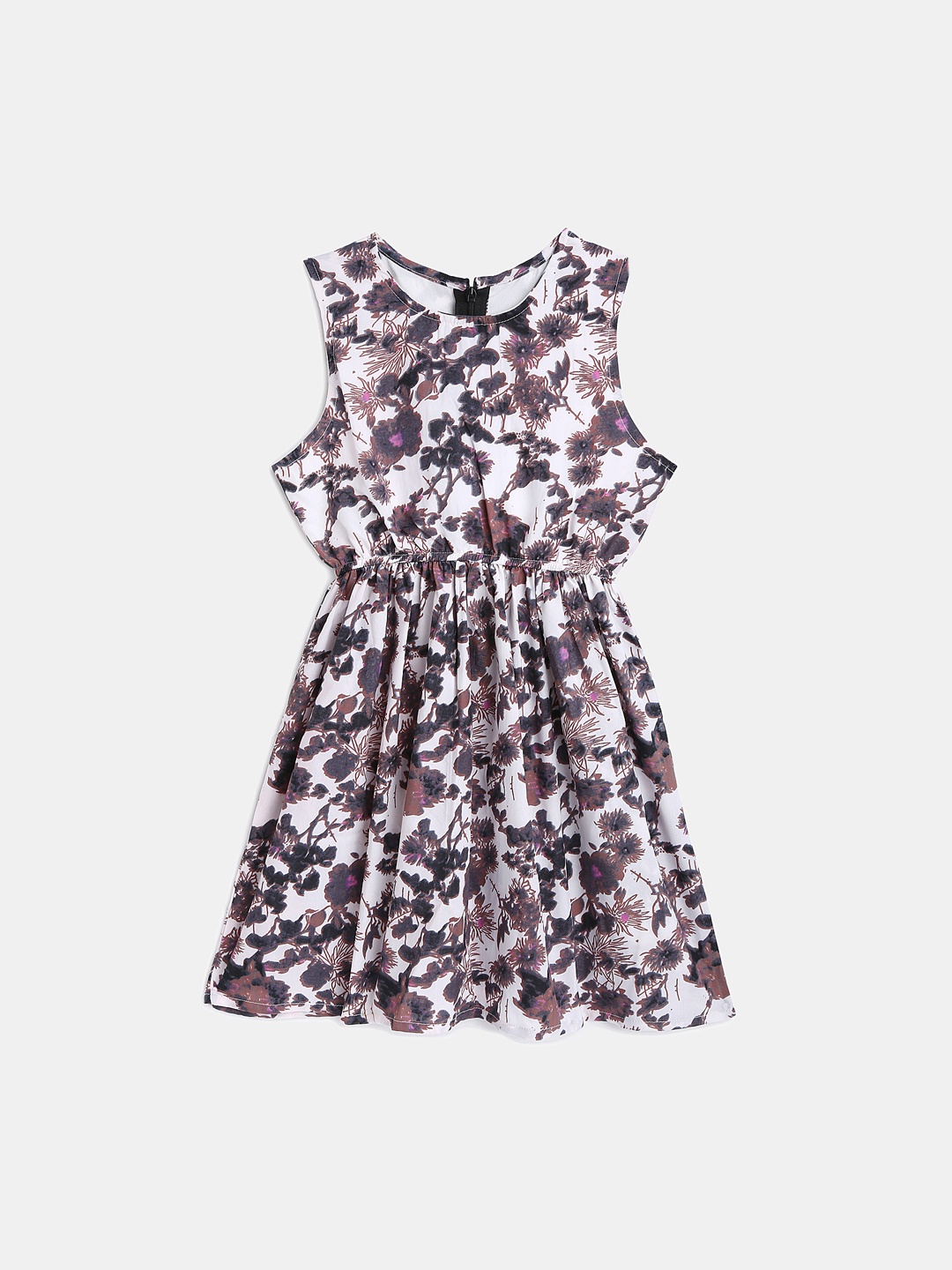 

KIDSCRAFT Girls Cream-Coloured Printed Fit and Flare Dress