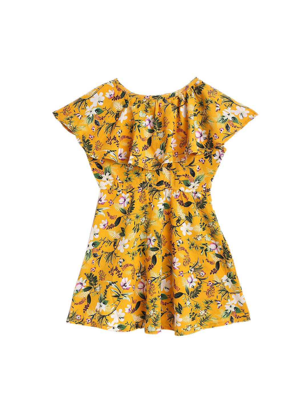 

KIDSCRAFT Girls Yellow Printed Fit and Flare Dress