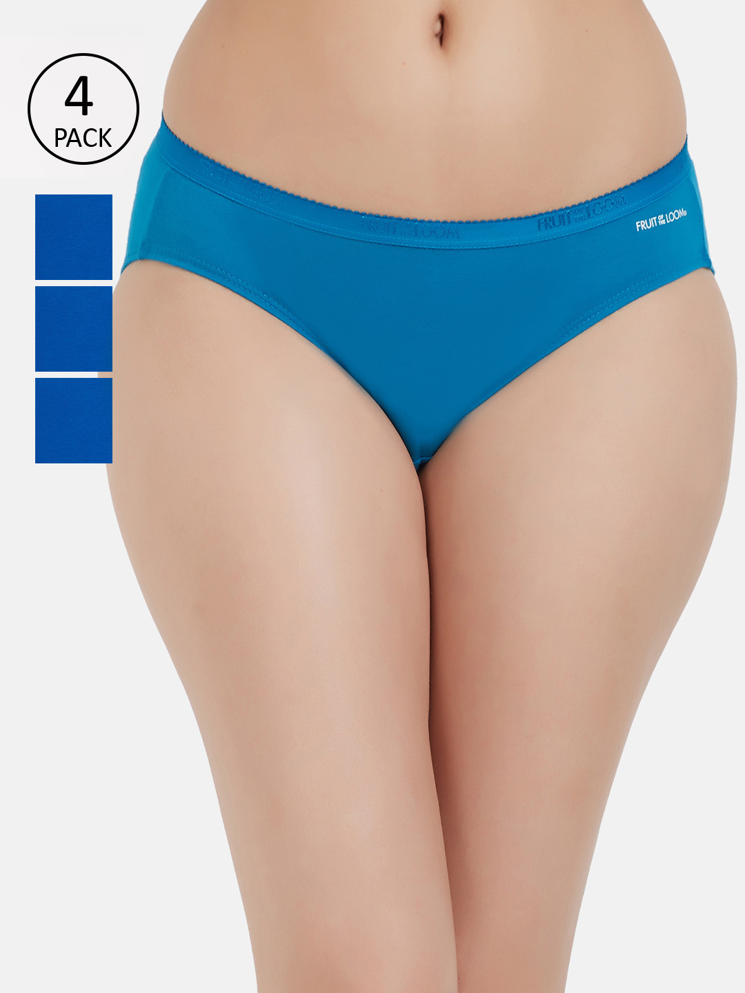 

Fruit of the loom Women Pack of 4 Blue Solid Hipster Briefs FBKS02-2P-DA1S1