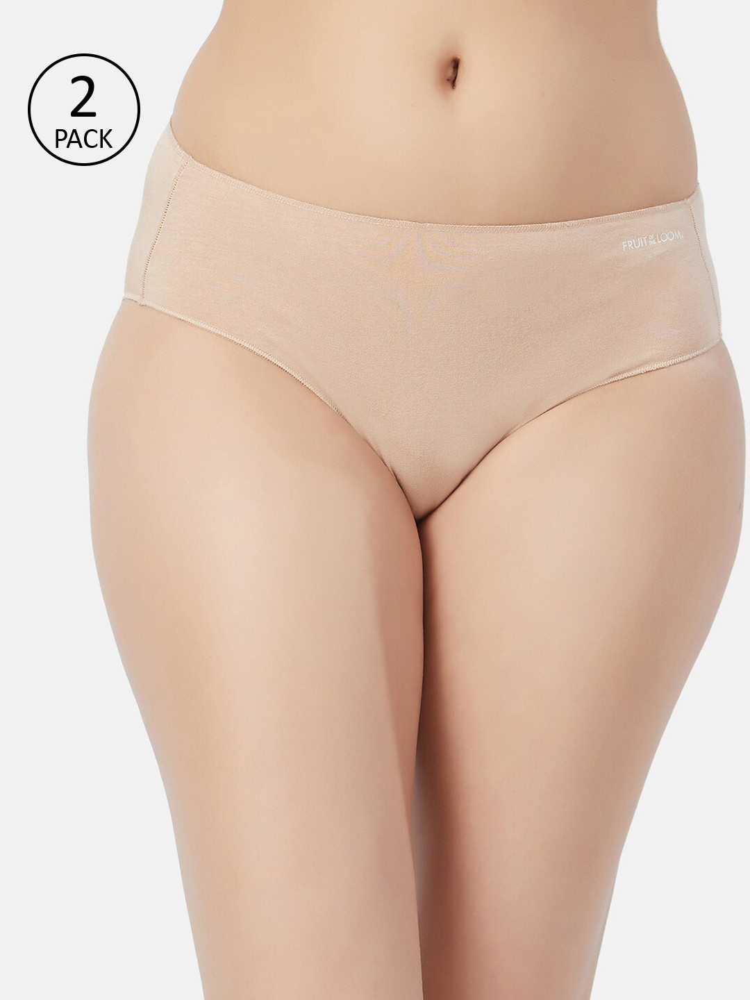 

Fruit of the loom Women Pack of 2 Beige Solid Bikini Briefs FBKS04-A1S2