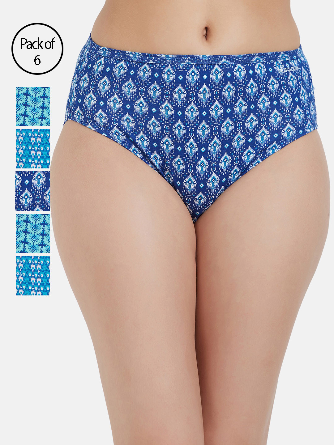 

Fruit of the loom Women Pack of 6 Printed Basic Briefs FHPP01-3P-LA1P4, Blue