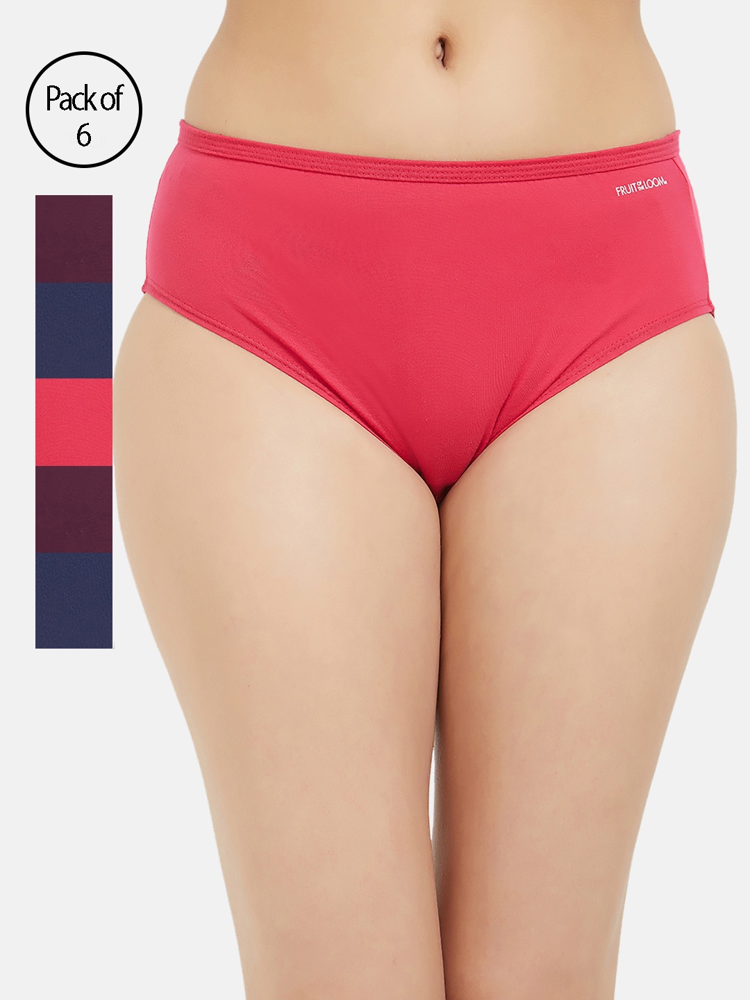 

Fruit of the loom Women Pack of 6 Solid Hipster Briefs FHPS01-3P-DA2S6, Burgundy