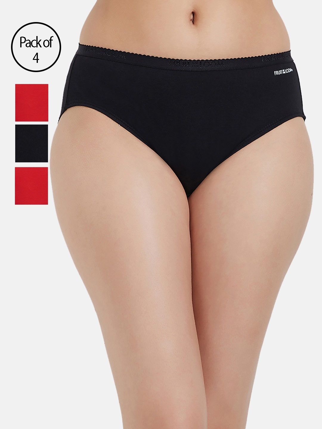 

Fruit of the loom Women Pack of 4 Solid Hipster Briefs FHPS02-2P-DA2S4, Red