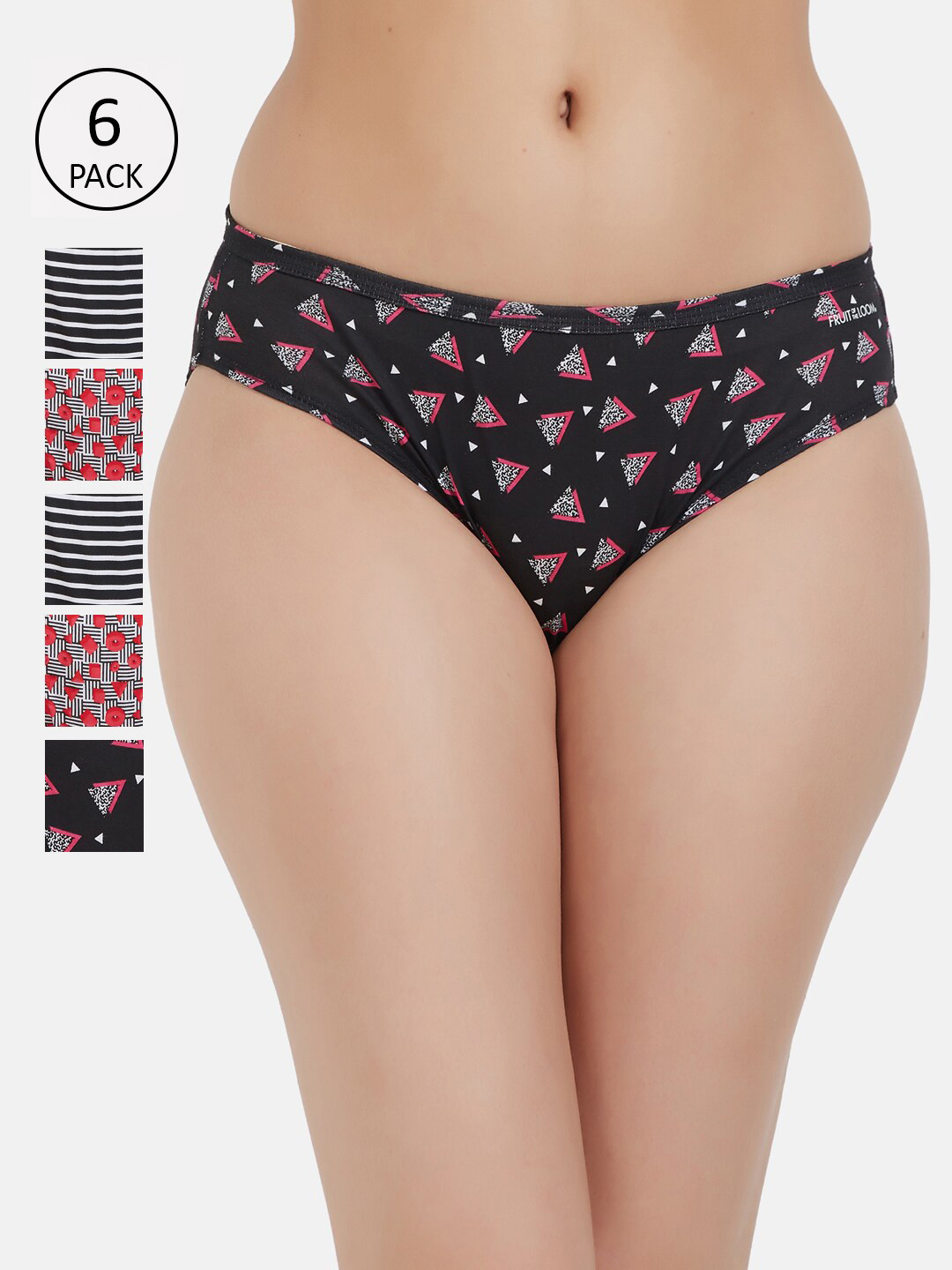 

Fruit of the loom Women Pack of 6 Hipster Briefs FBKP01-3P-DA1P1, Black