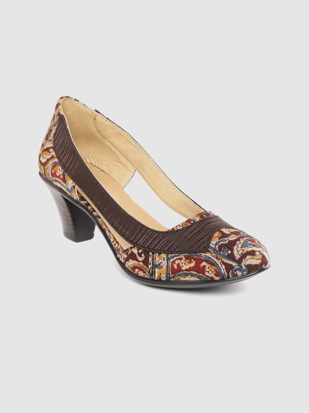 

Ekta Women Brown & Blue Kalamkari Print Handcrafted Pumps