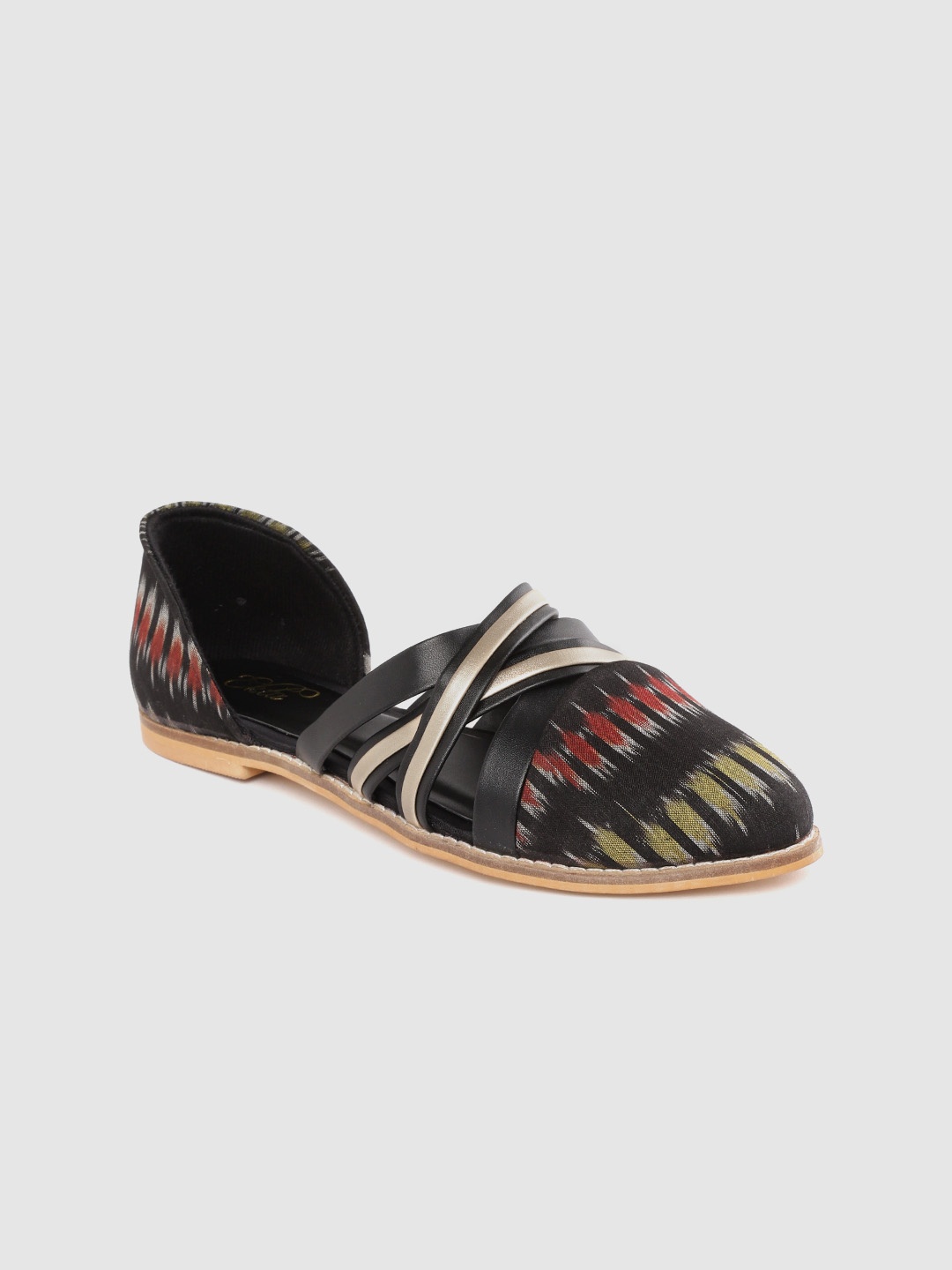 

Ekta Women Black & Red Ikat Printed Handcrafted Ballerinas