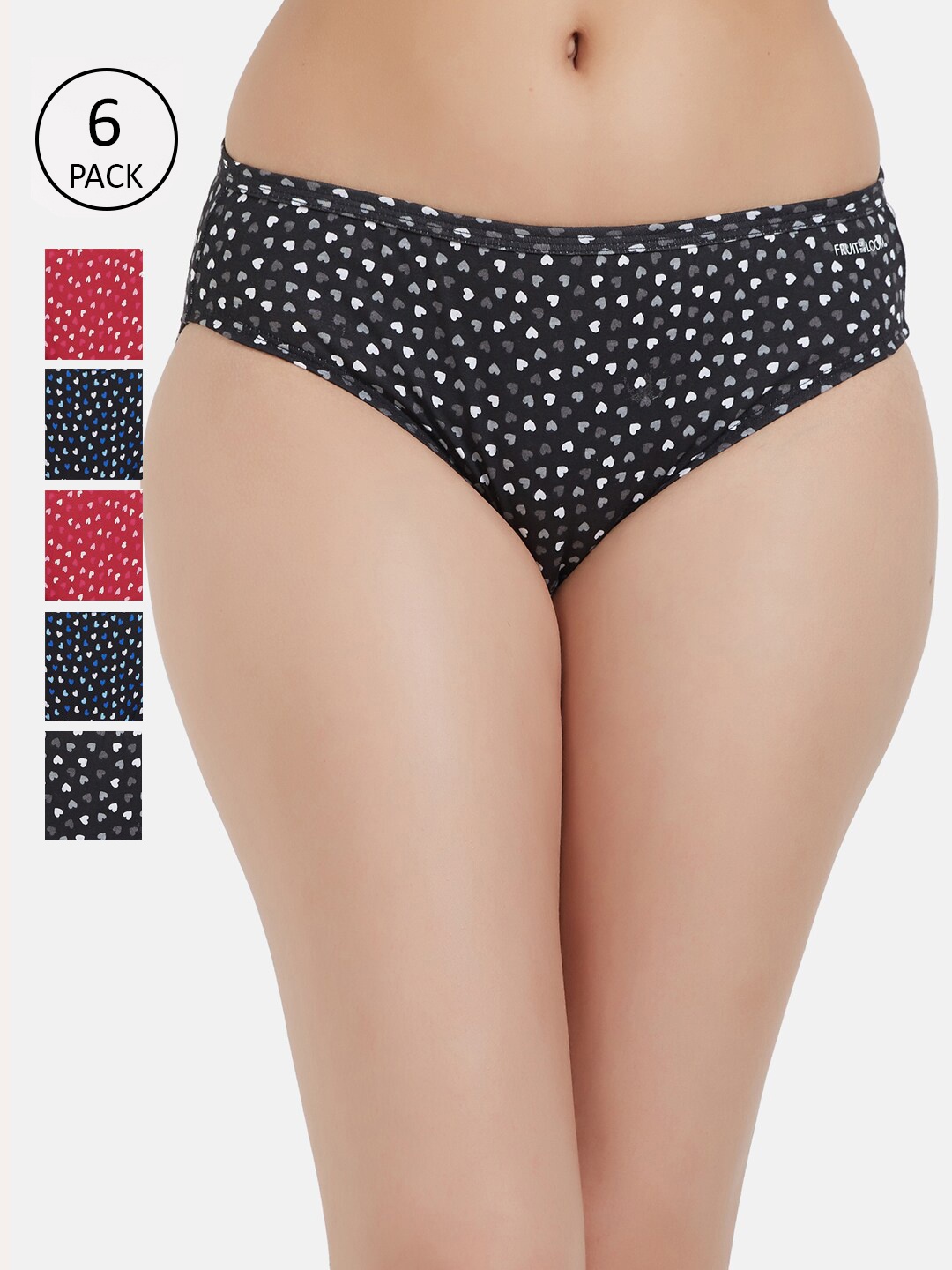 

Fruit of the loom Women Pack of 6 Printed Bikini Briefs FBKP01-3P-DA1P5, Black