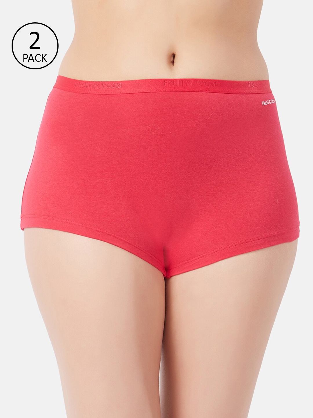 

Fruit of the loom Women Pack of 2 Solid High-Rise Intellifresh Boy Shorts FBYS03-A1S5, Pink