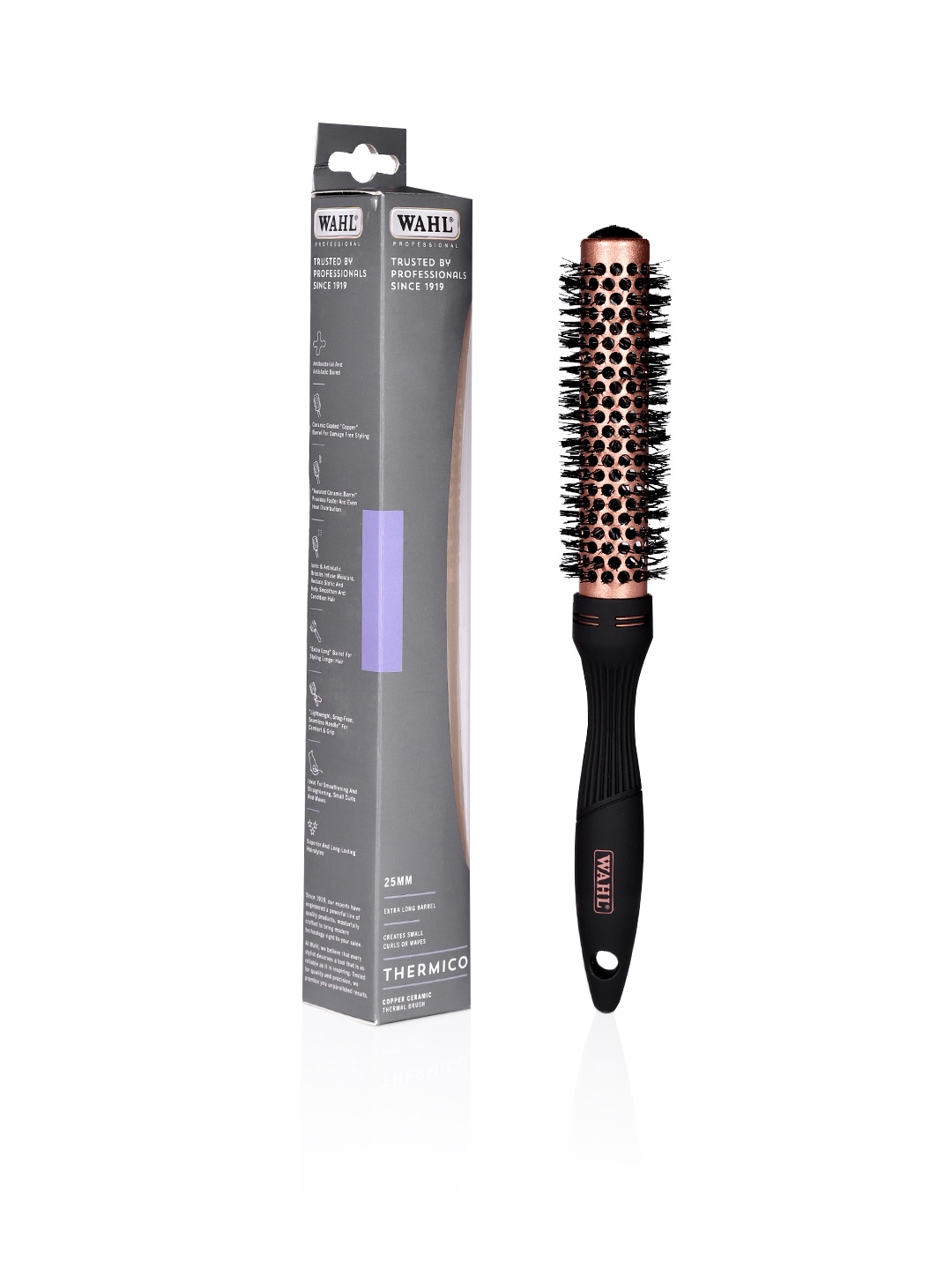 

WAHL Men Copper Ceramic Thermal Hair Brush WPHB8-2524 25 mm, Black