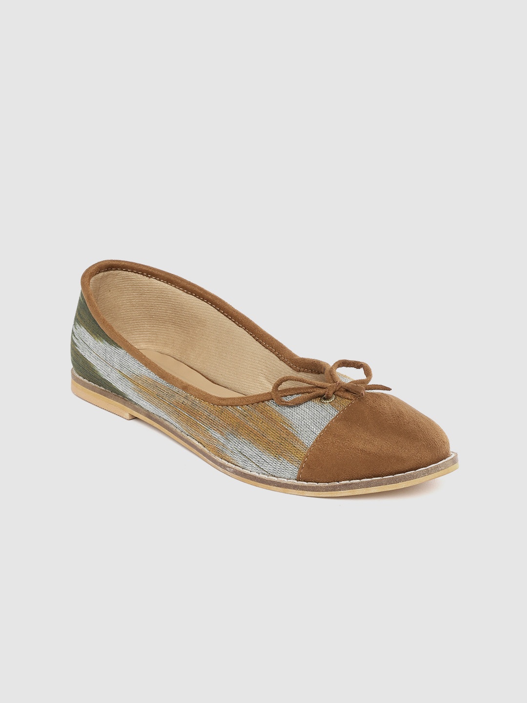 

Ekta Women Brown & Grey Ikat Printed Handcrafted Ballerinas