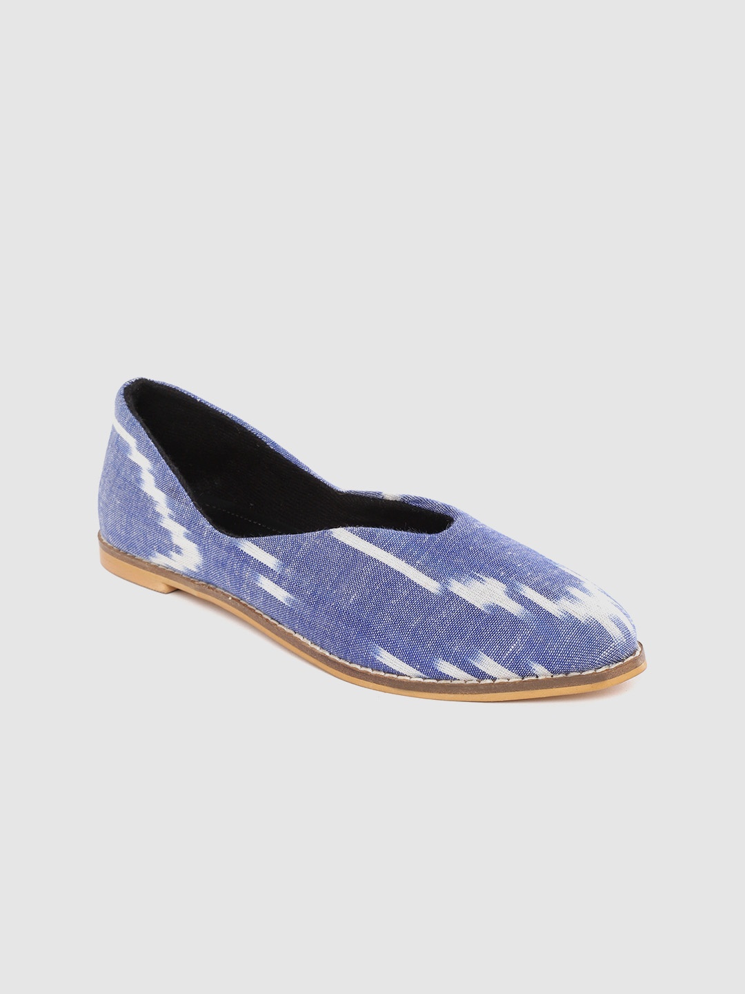 

Ekta Women Blue & White Printed Handcrafted Denim Ballerinas