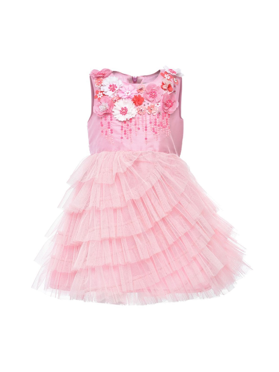 

A Little Fable Girls Pink Embellished Provence Cascade Fit and Flare Dress