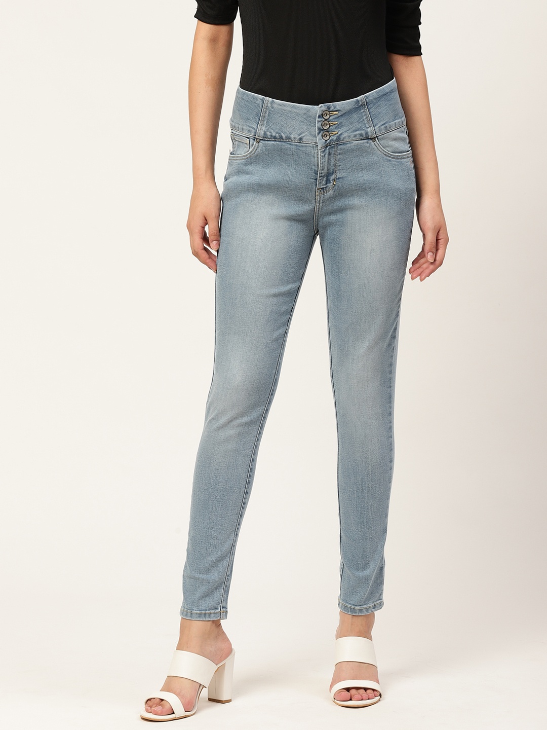 

Xpose Women Blue Slim Fit High-Rise Clean Look Stretchable Jeans
