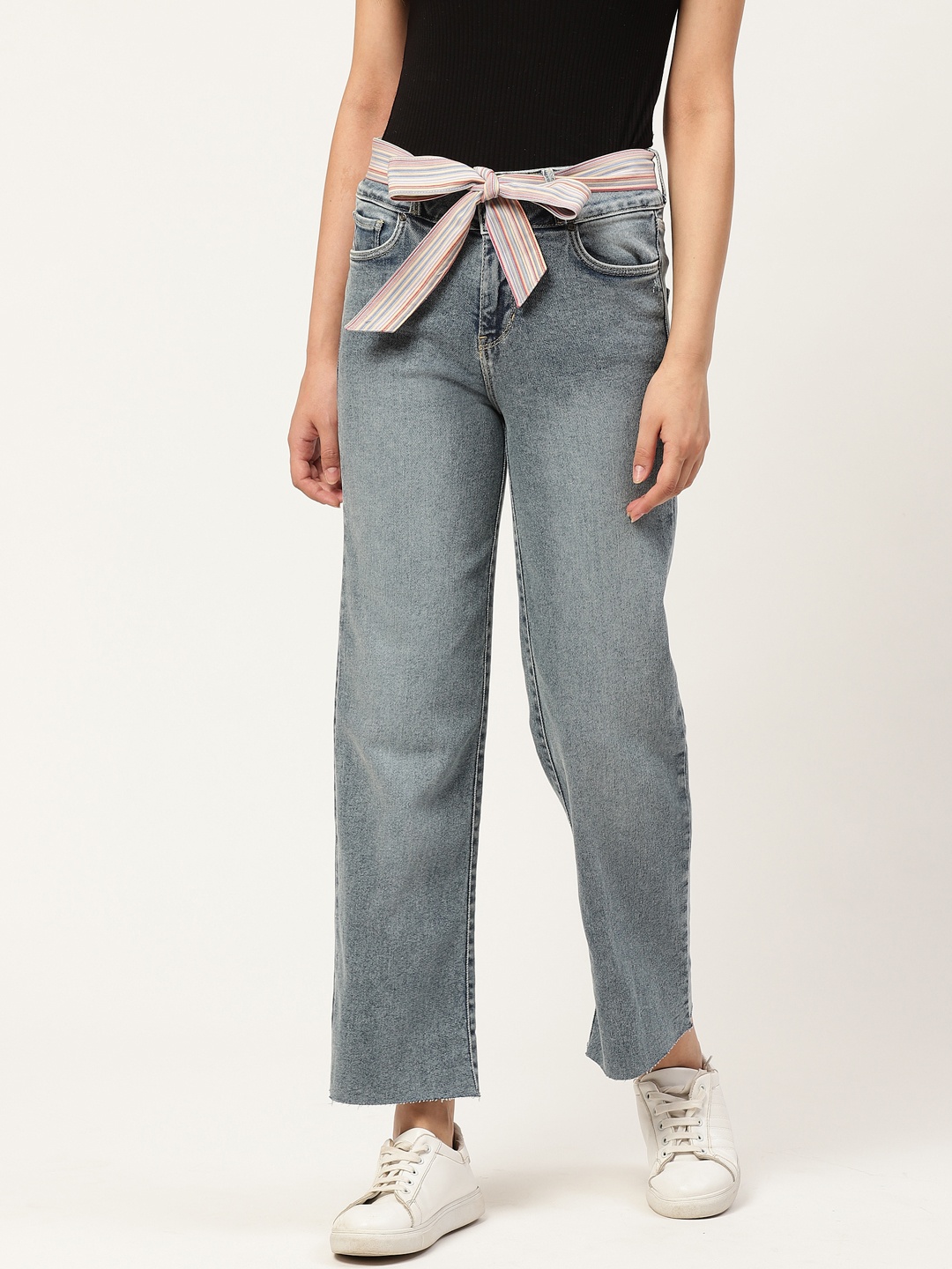 

Xpose Women Blue Wide Leg High-Rise Clean Look Stretchable Jeans
