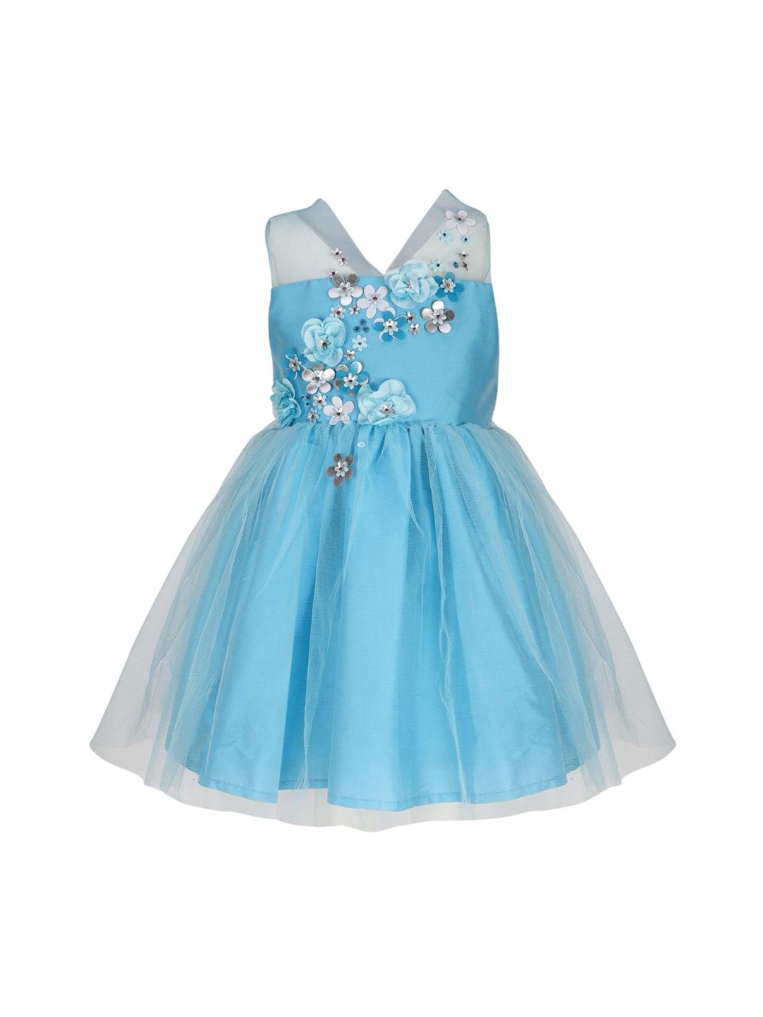 

A Little Fable Girls Blue Embellished Fit and Flare Dress