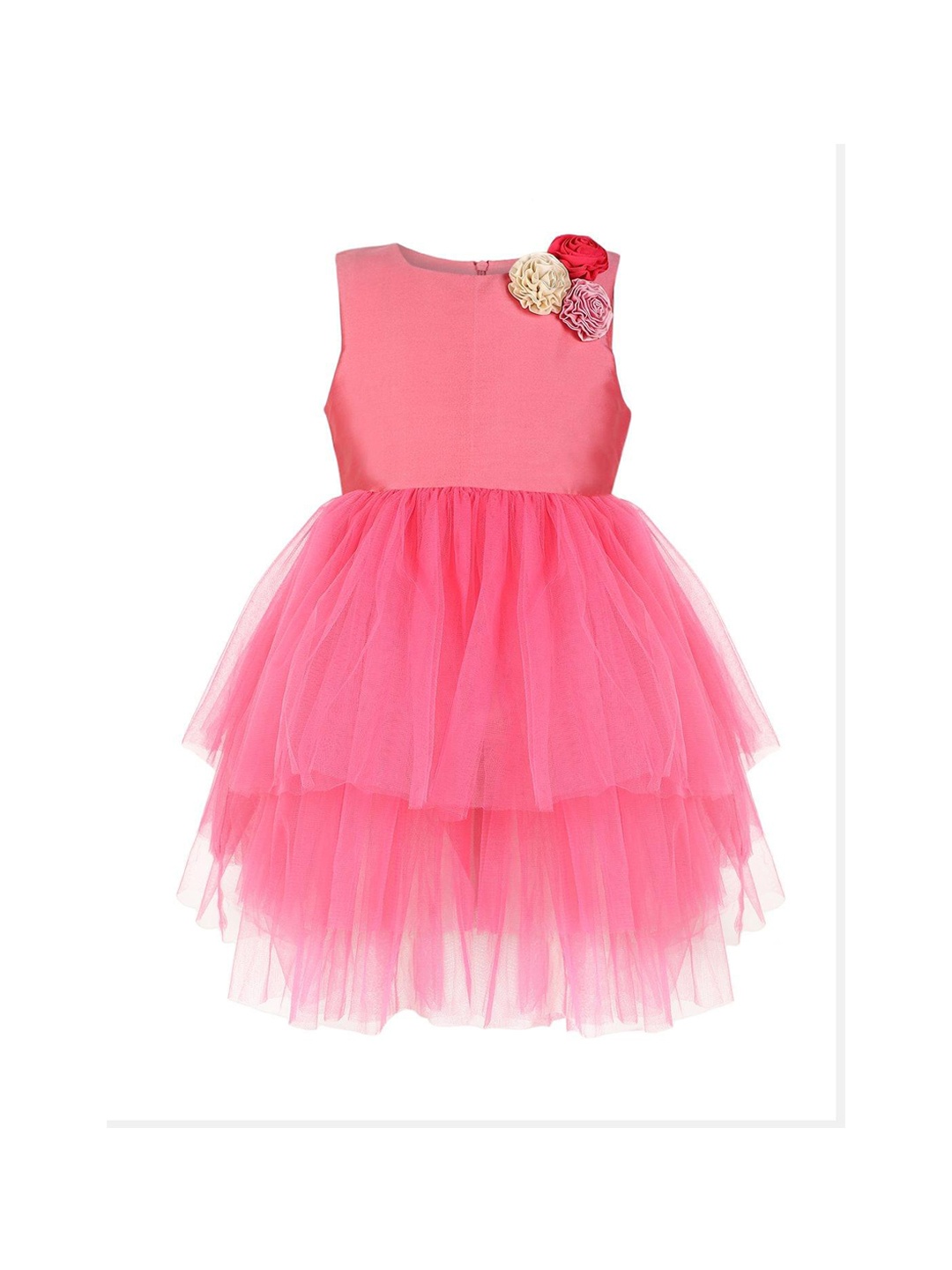 

A Little Fable Girls Pink Solid Fit and Flare Dress