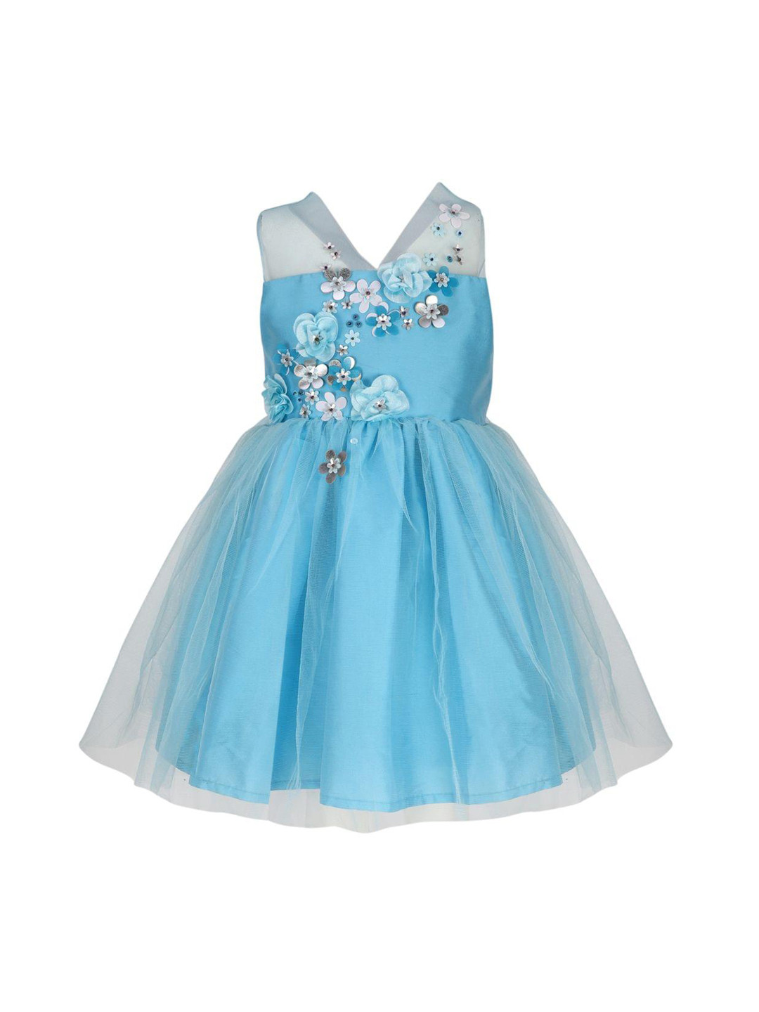 

A Little Fable Girls Blue Embellished Fit and Flare Dress