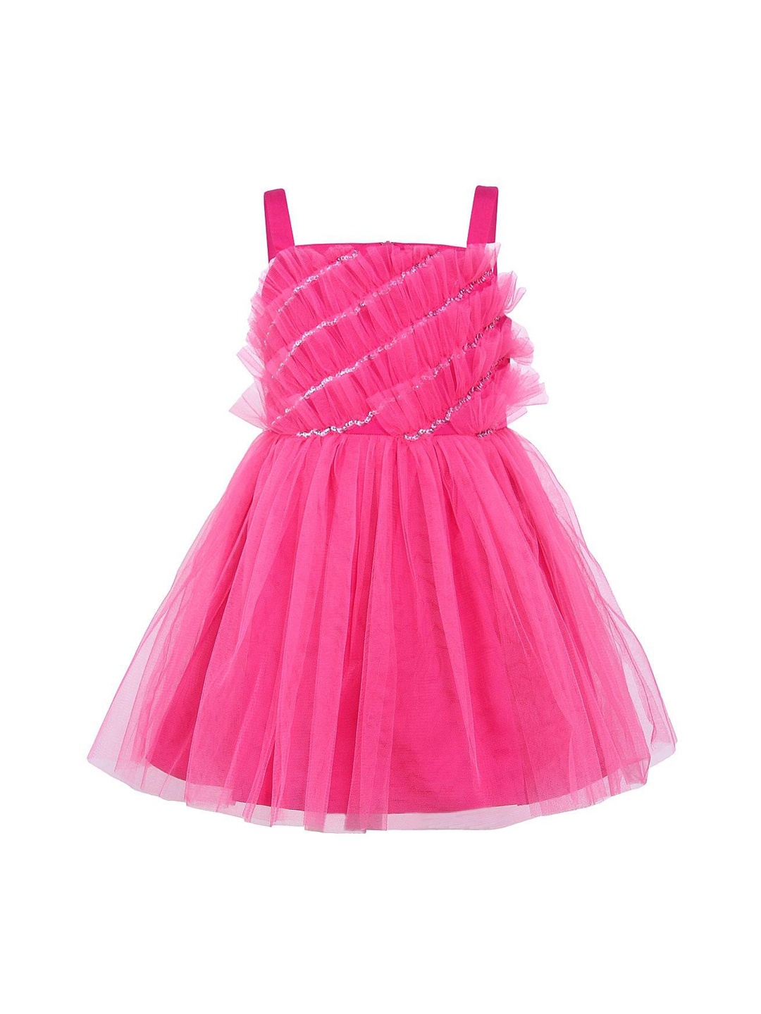 

A Little Fable Girls Pink Embellished Fit and Flare Dress