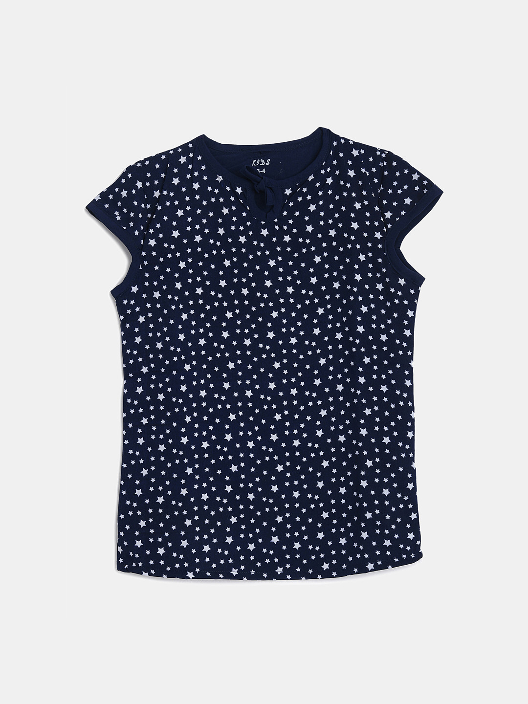 

KIDSCRAFT Girls Navy Blue & White Stars Printed Fitted Top