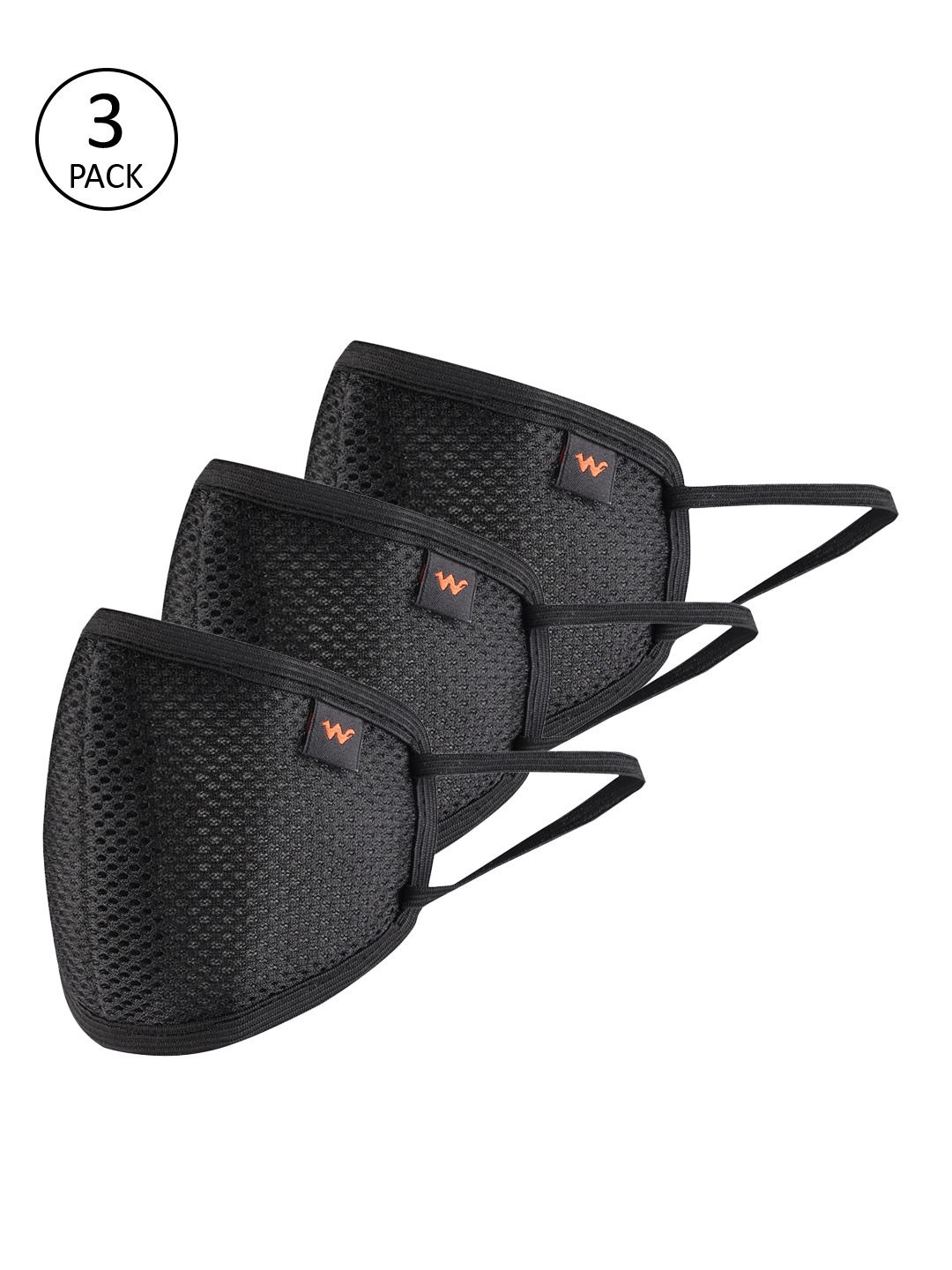

Wildcraft Unisex Black Pack of 3 SUPERMASK W95 Reusable 6-Layer Outdoor Masks - Medium