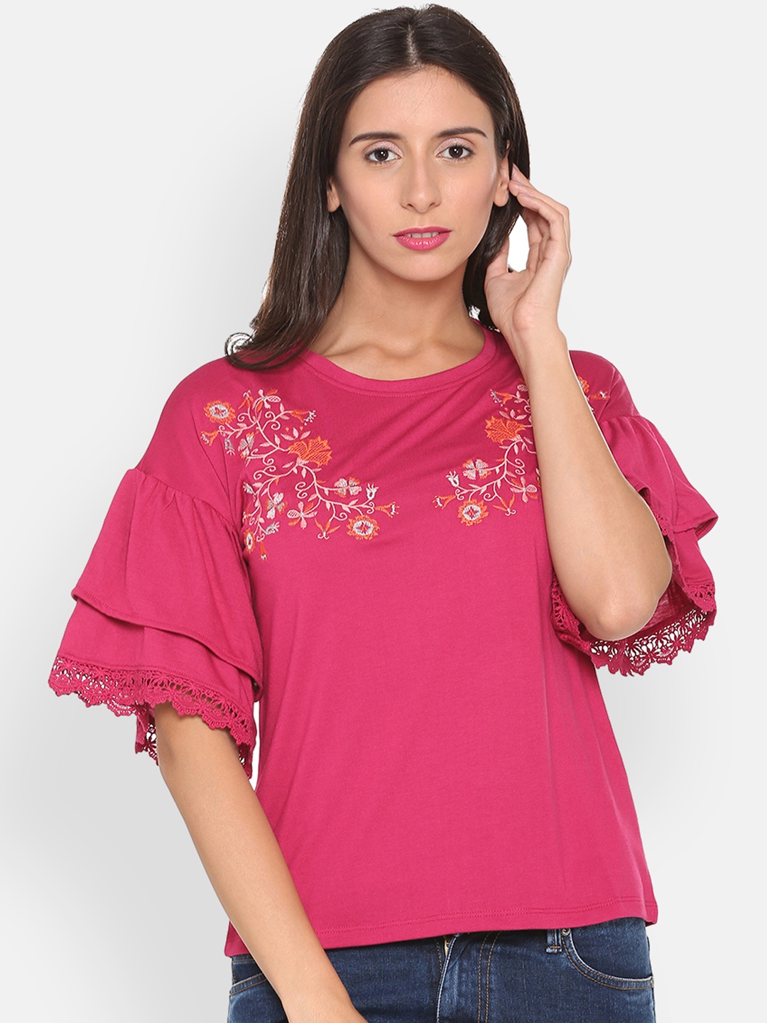 

People Women Pink Printed Top