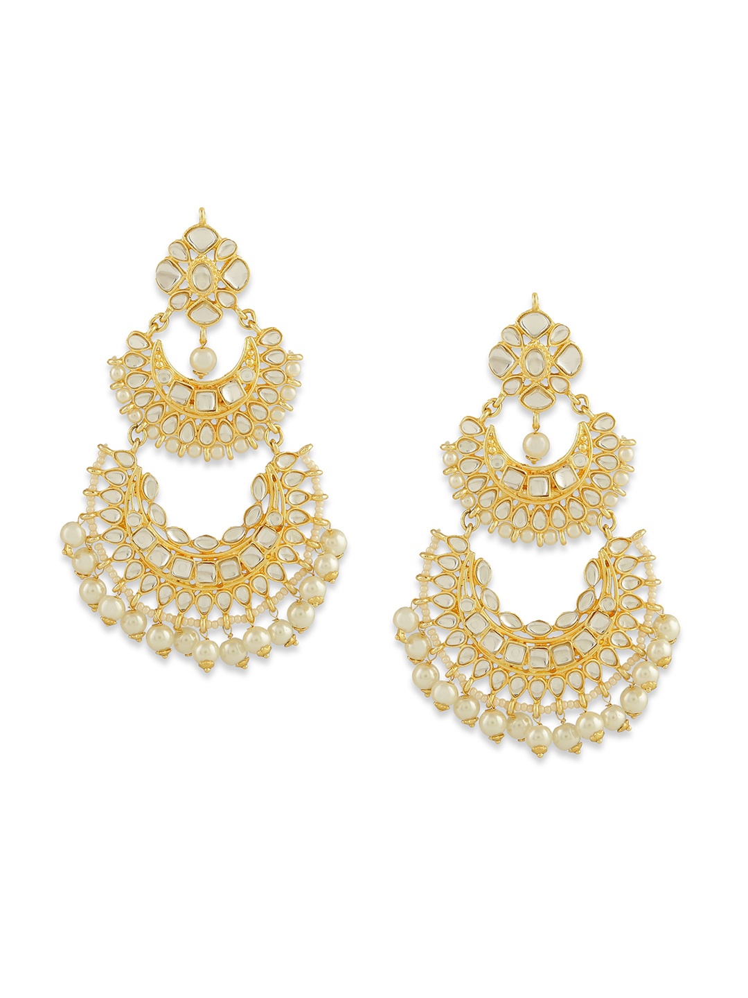

AccessHer Gold-Plated & White Crescent Shaped Chandbalis