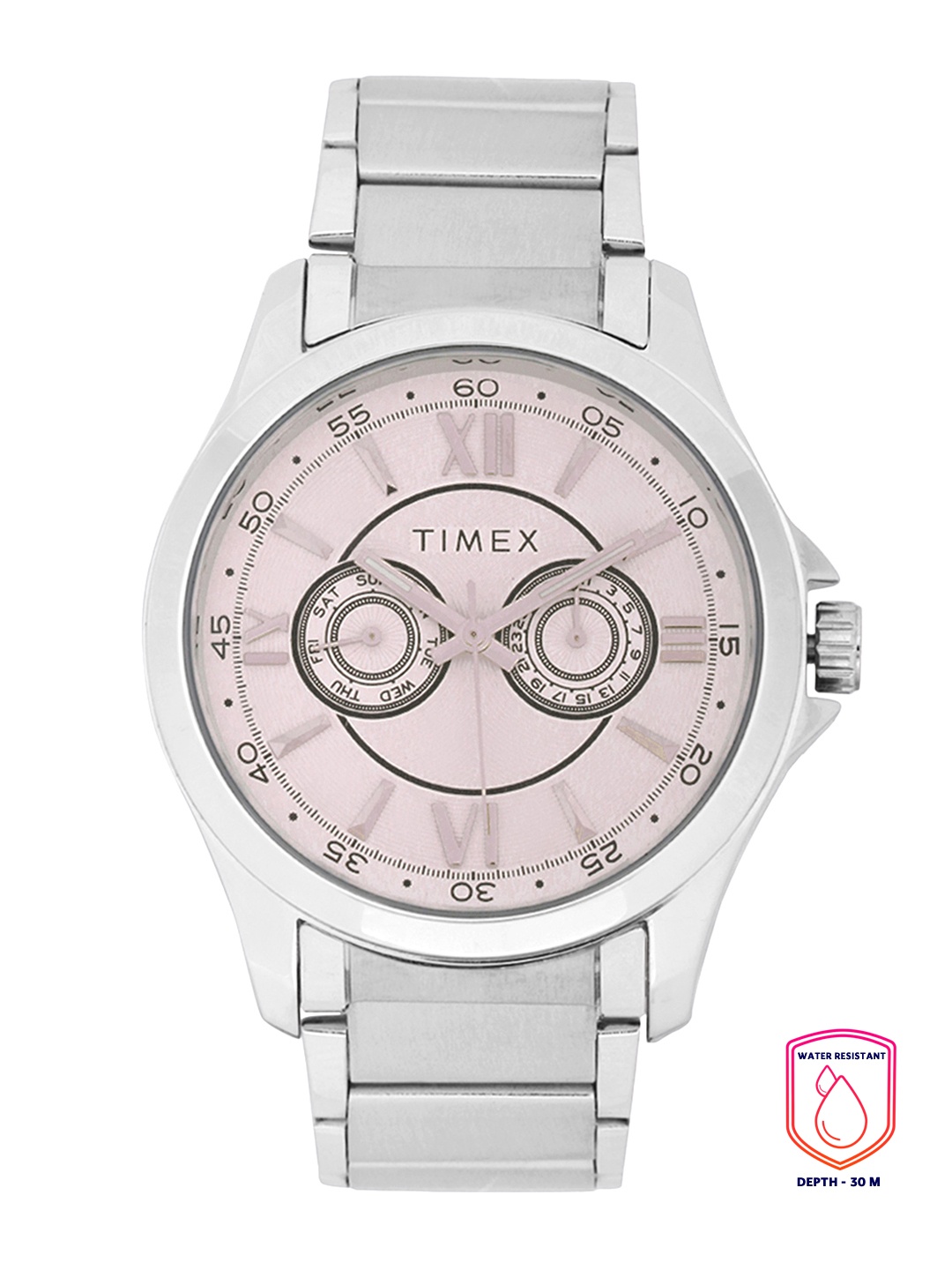 

Timex Men Silver-Toned Analogue Watch - TW000X121, Pink