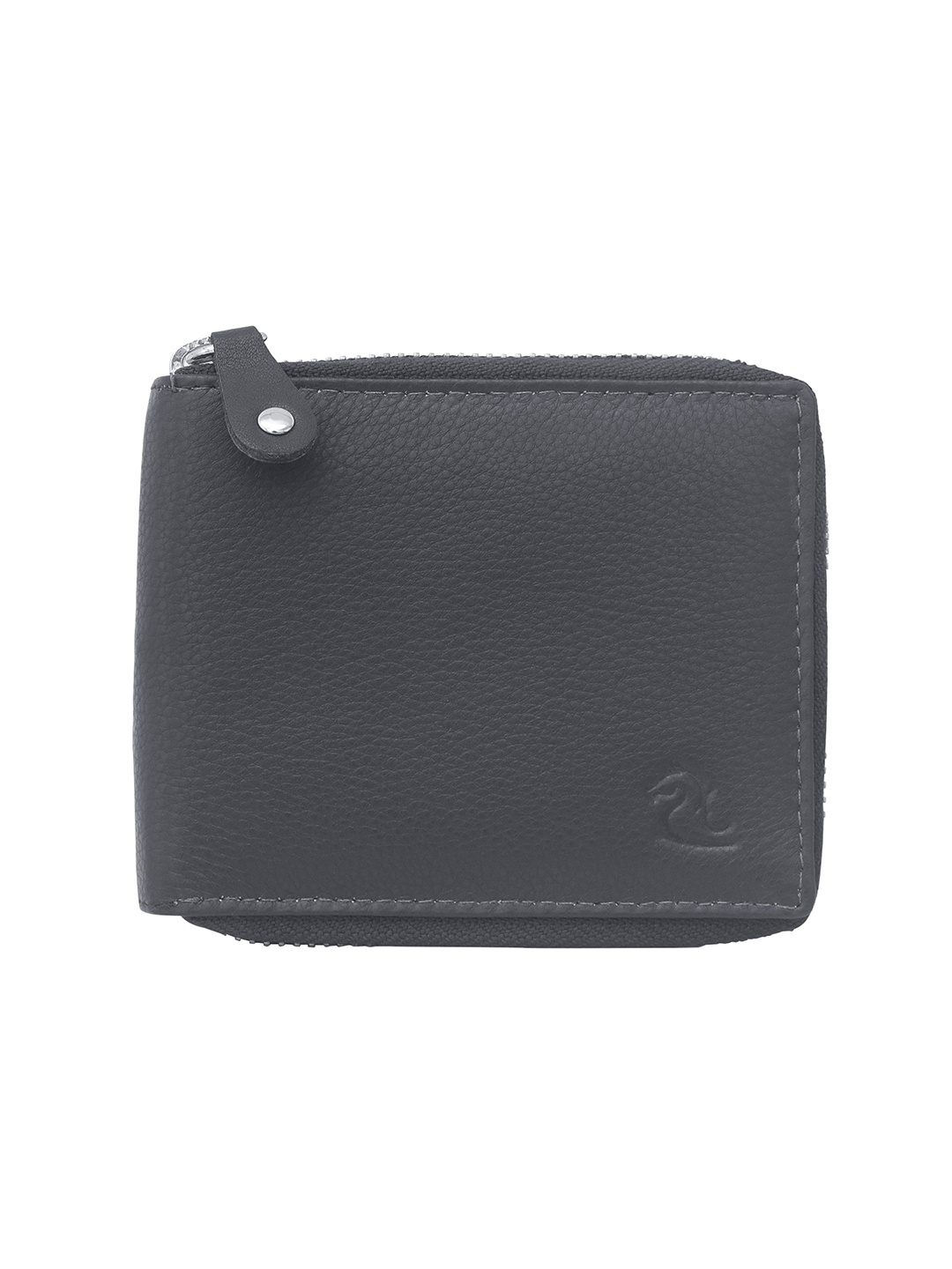 

Kara Men Black Solid Leather Zip Around Wallet