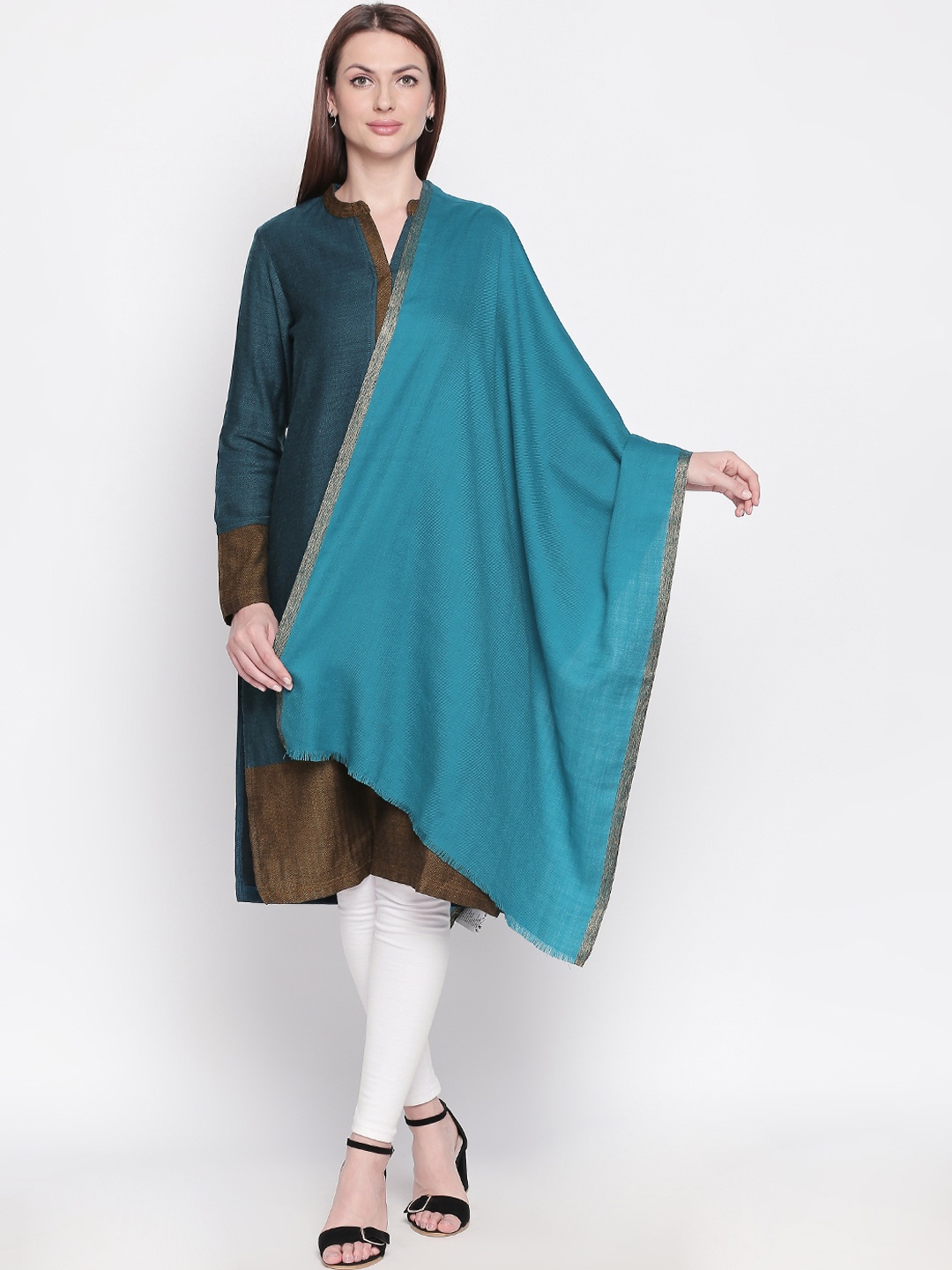 

RANGMANCH BY PANTALOONS Women Teal Blue Solid Shawl