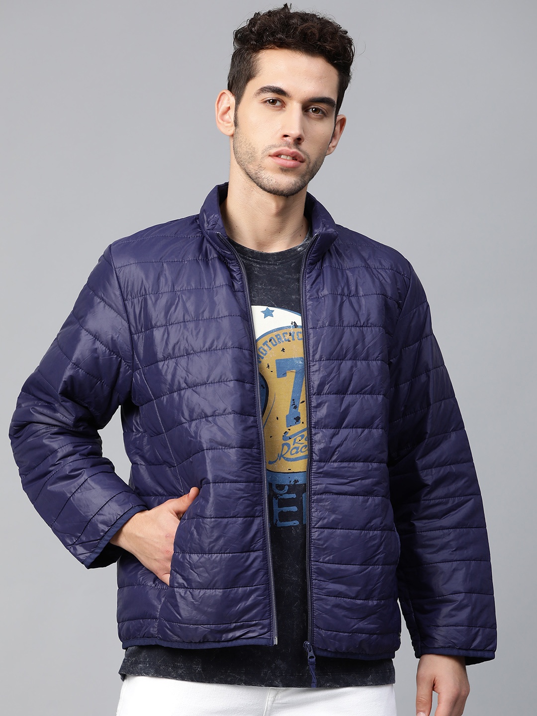 

Roadster Men Voilet Packable Puffer Jacket, Blue