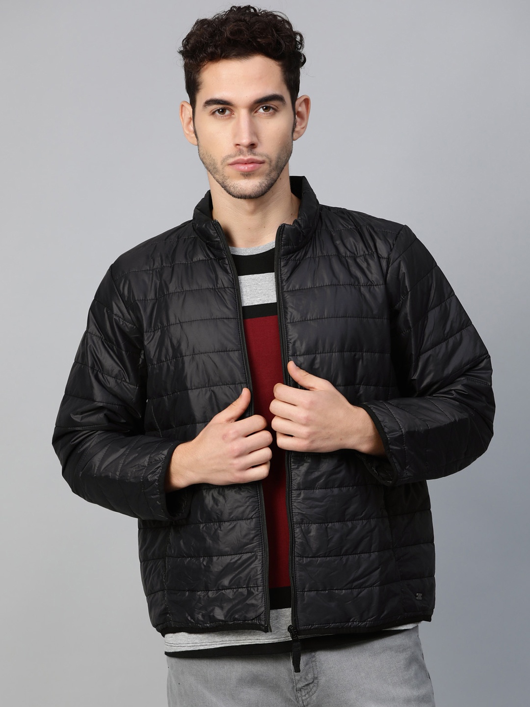 

Roadster Men Black Packable Puffer Jacket